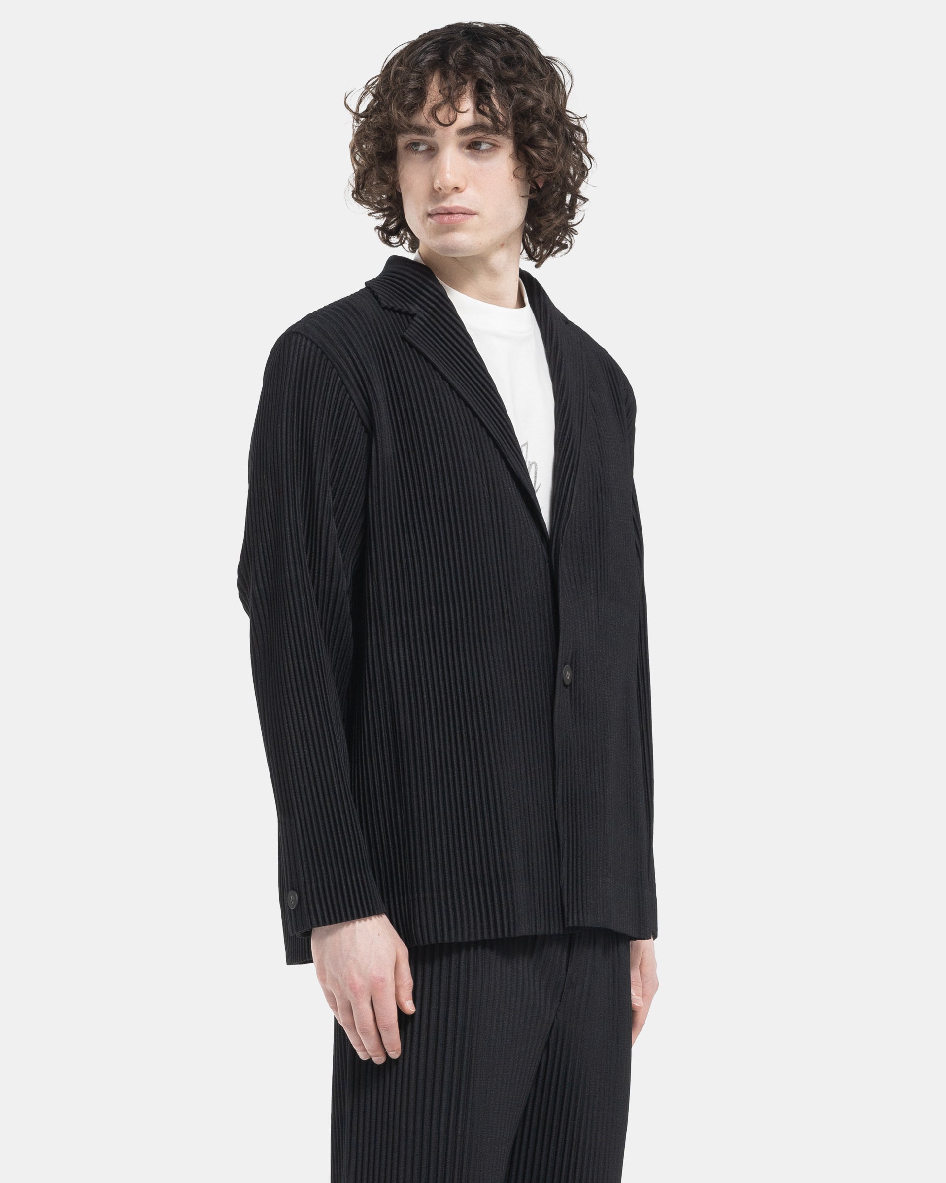 Homme Plisse Issey Miyake Basic Pleated Blazer in Black 