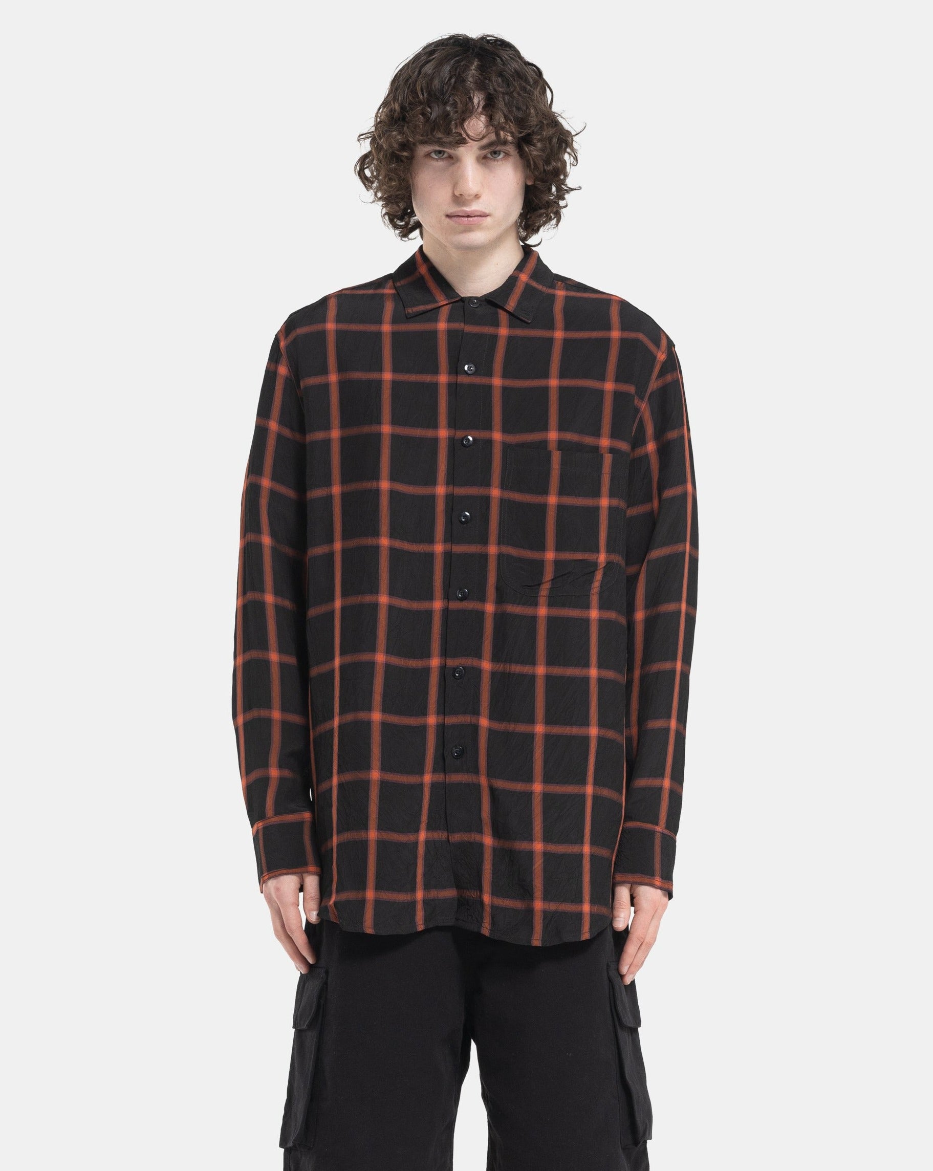 Song For The Mute LS Oversized Shirt in Orange and Black