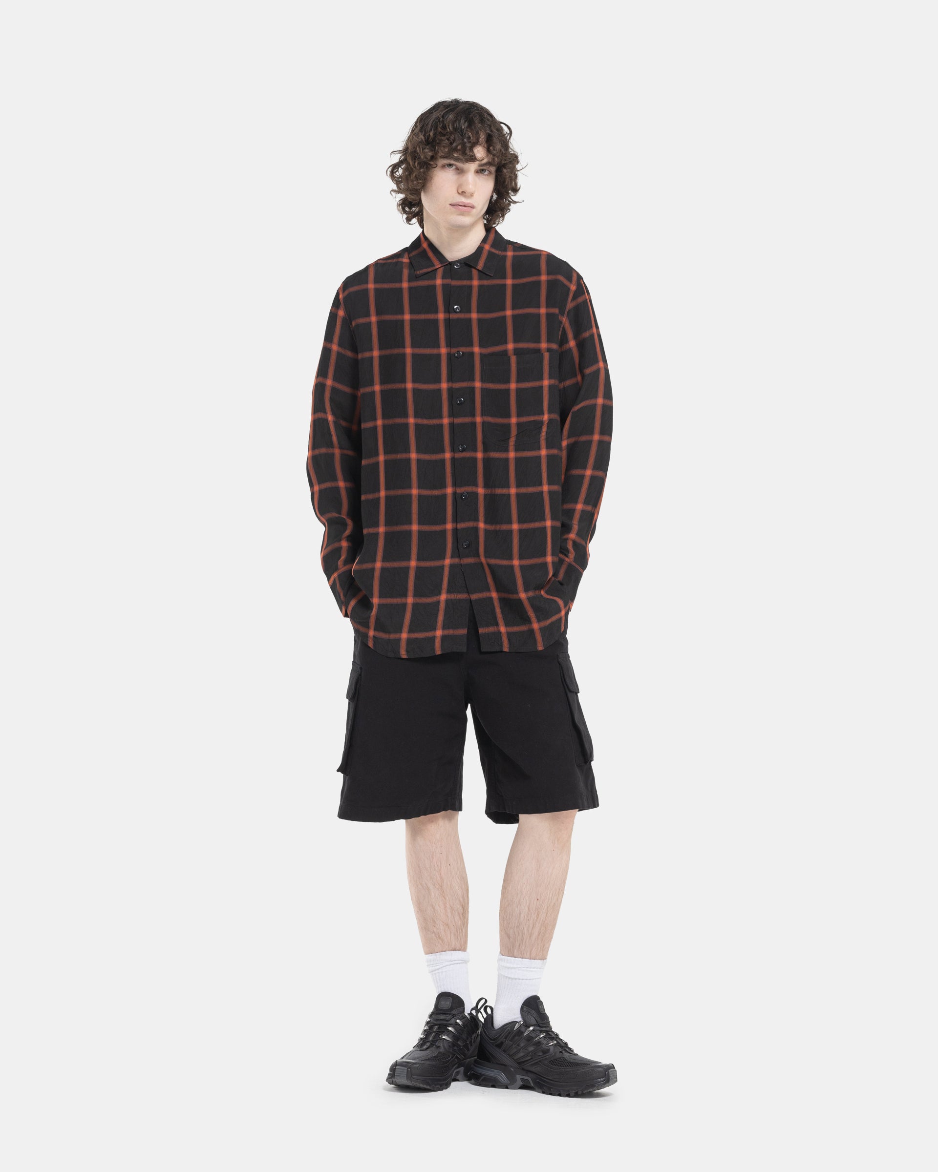 Song For The Mute LS Oversized Shirt in Orange and Black 