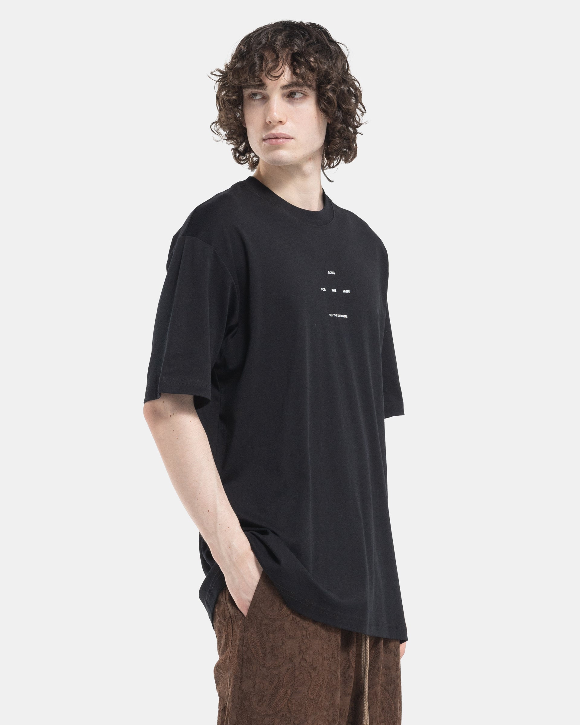 Song For The Mute Logo Oversized T-Shirt in Black Side