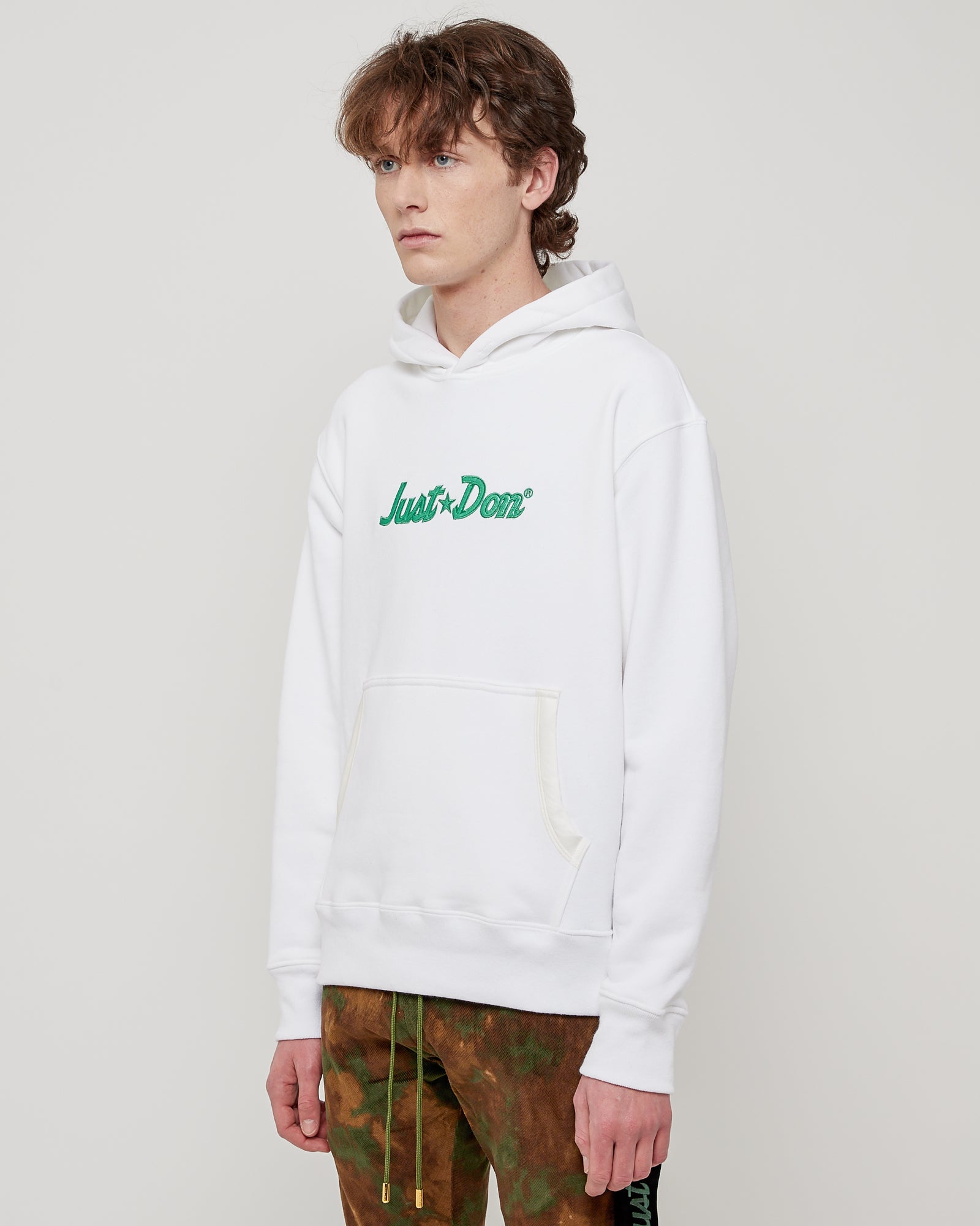 Just Don Logo Hoodie in White