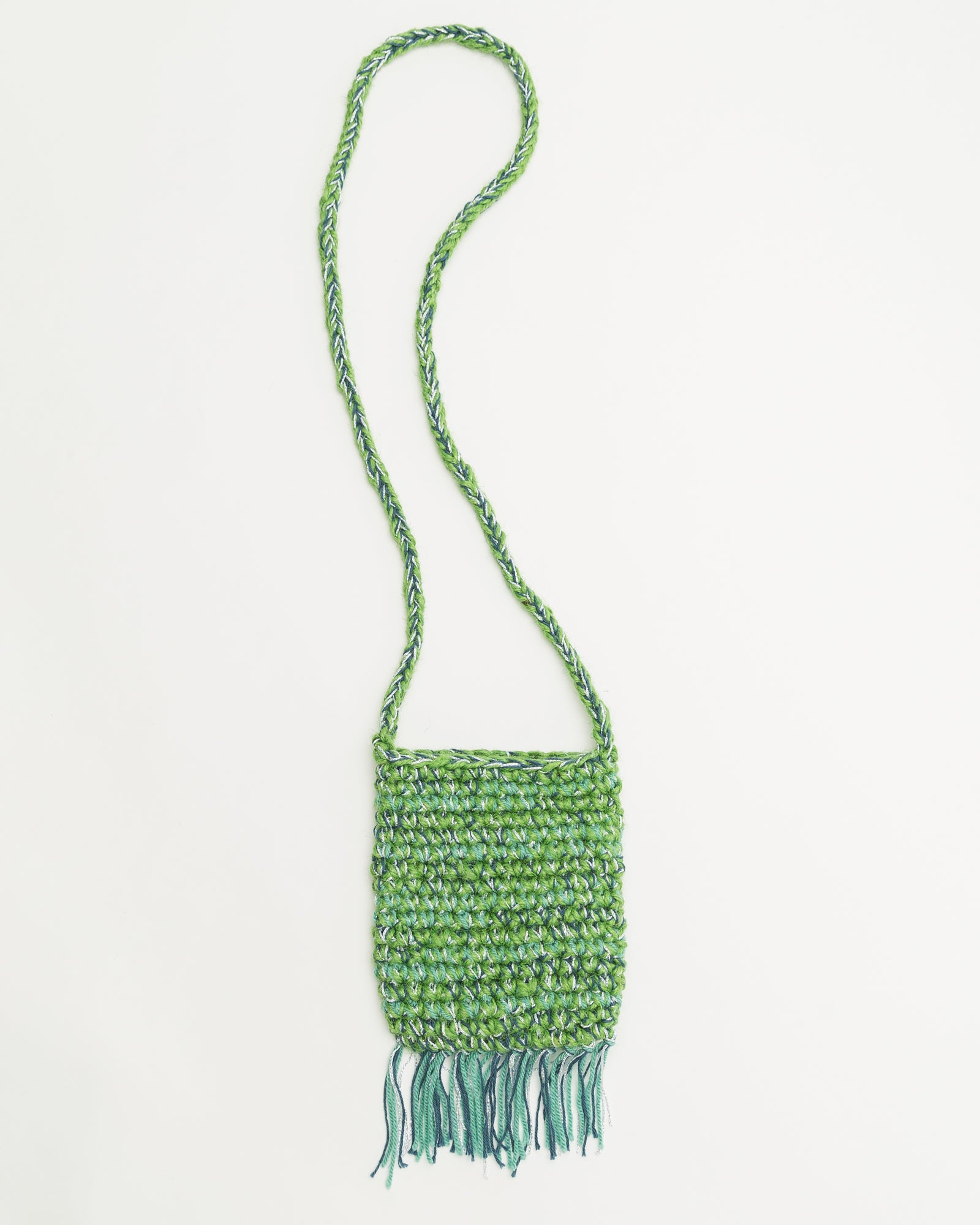Hand Crochet Neck Pouch in Blue