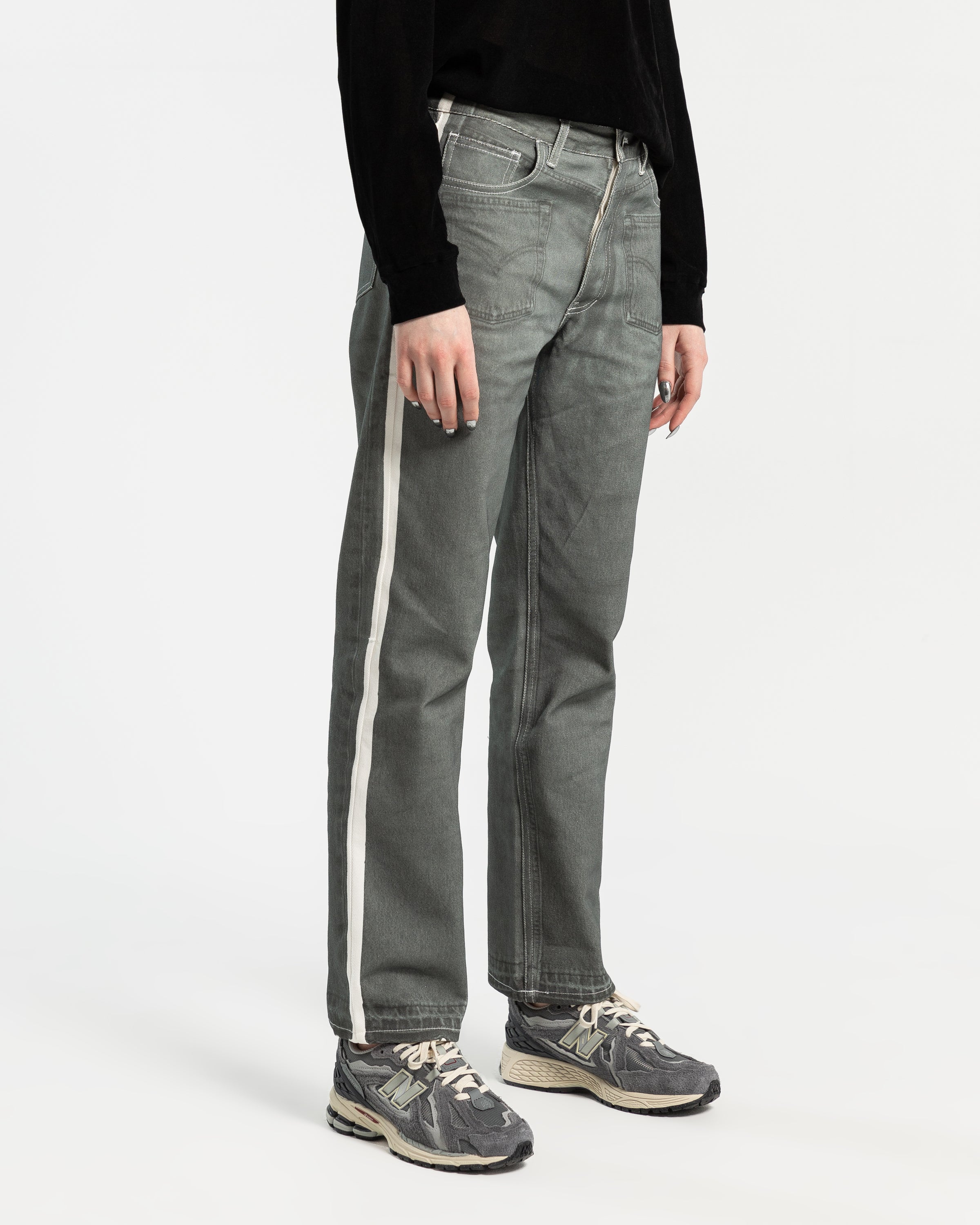 Digital Print Straight Jeans in Grey