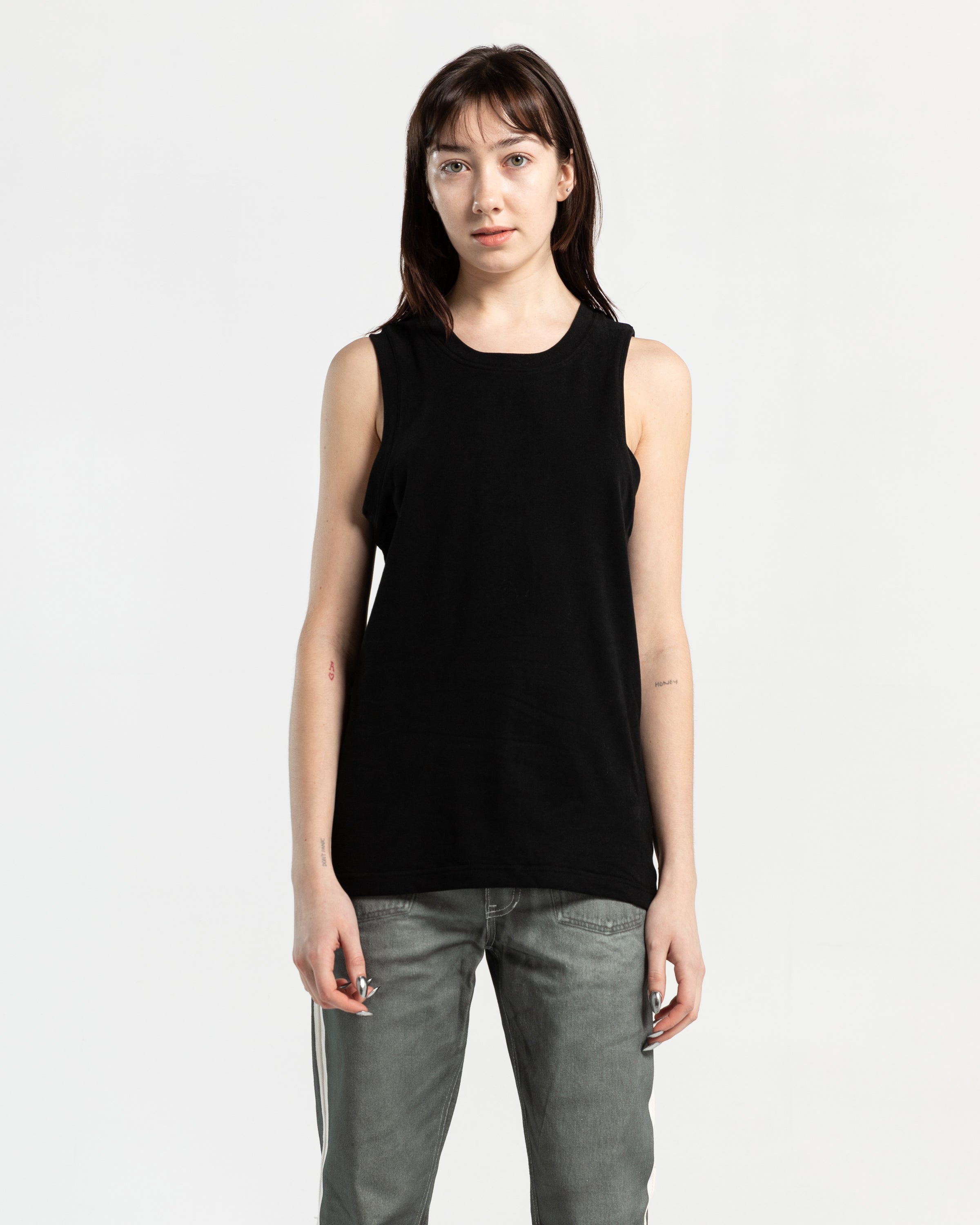 Layered Muscle Tee in Black