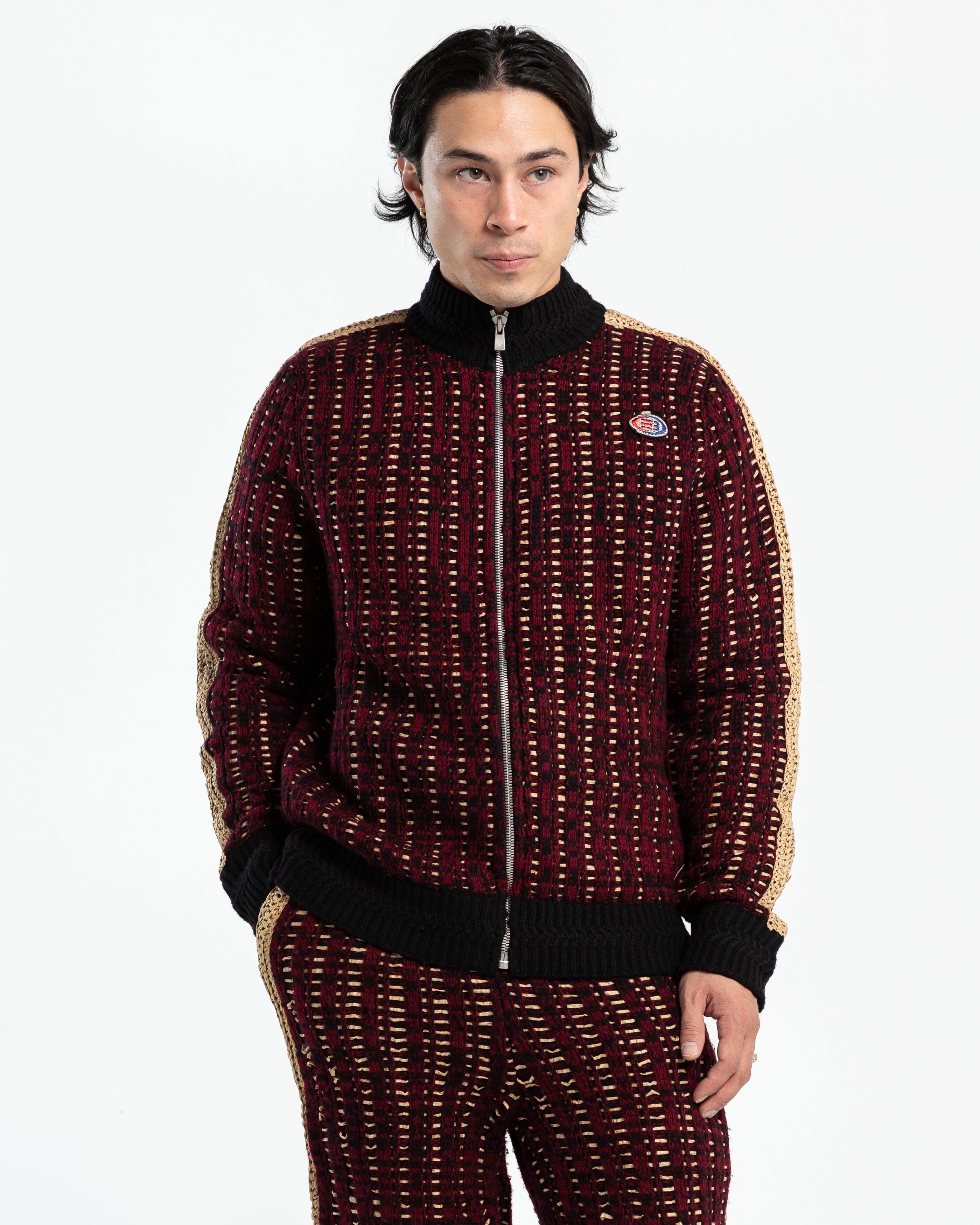 Pistol Track Jacket in Maroon Grain