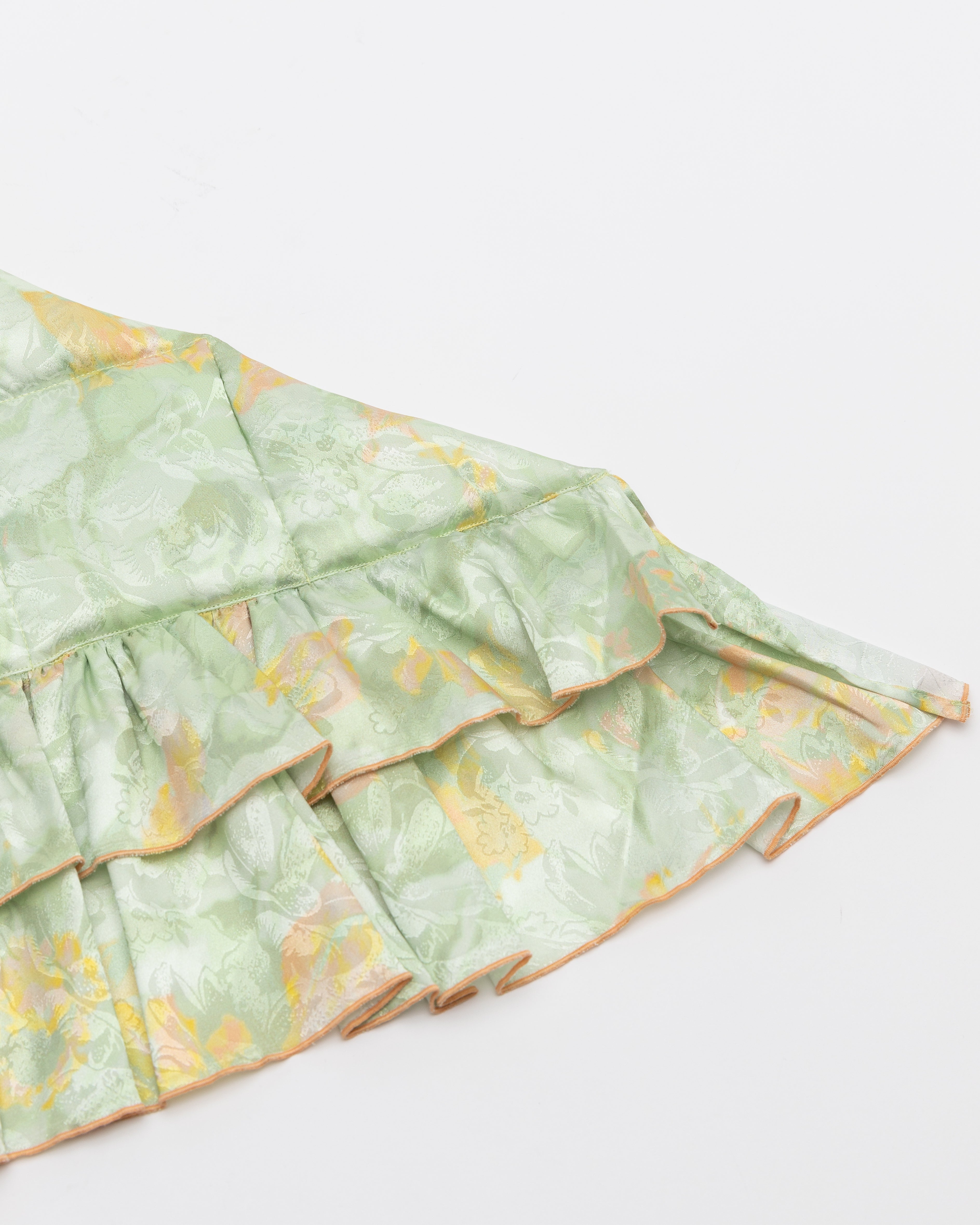 Quilted Double Frill Scarf in Green