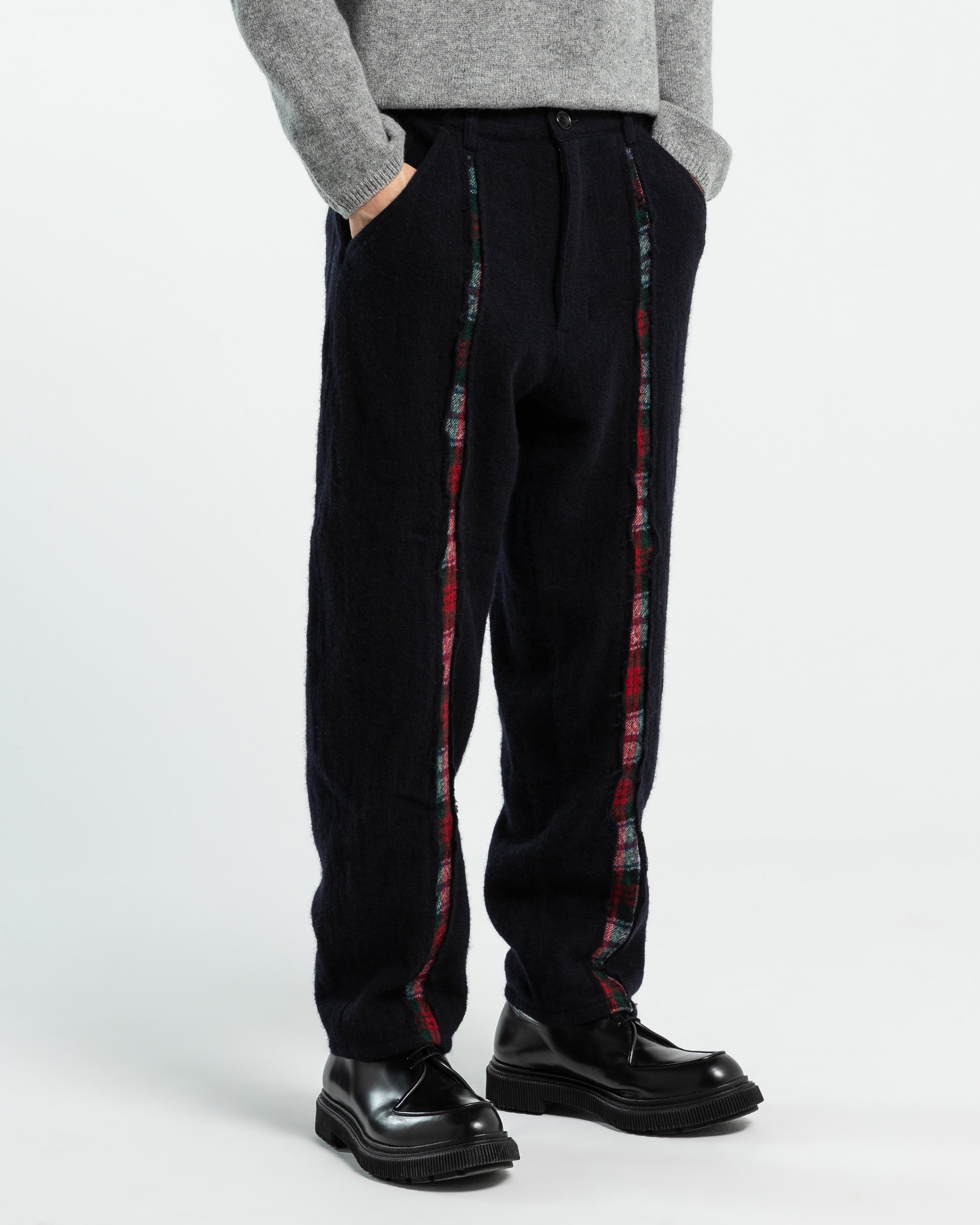 Wool Panel Trouser in Navy