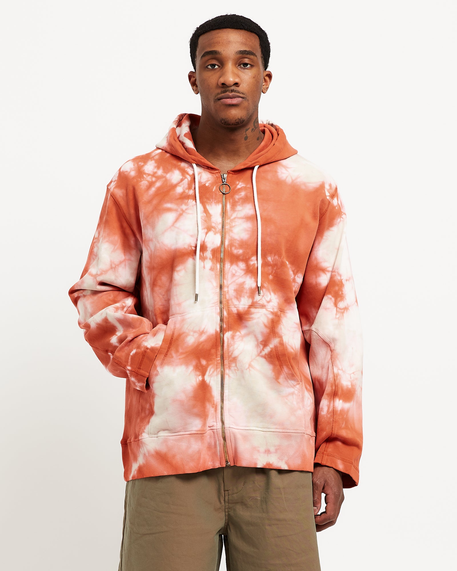 Zip Hoodie in Red/Yellow