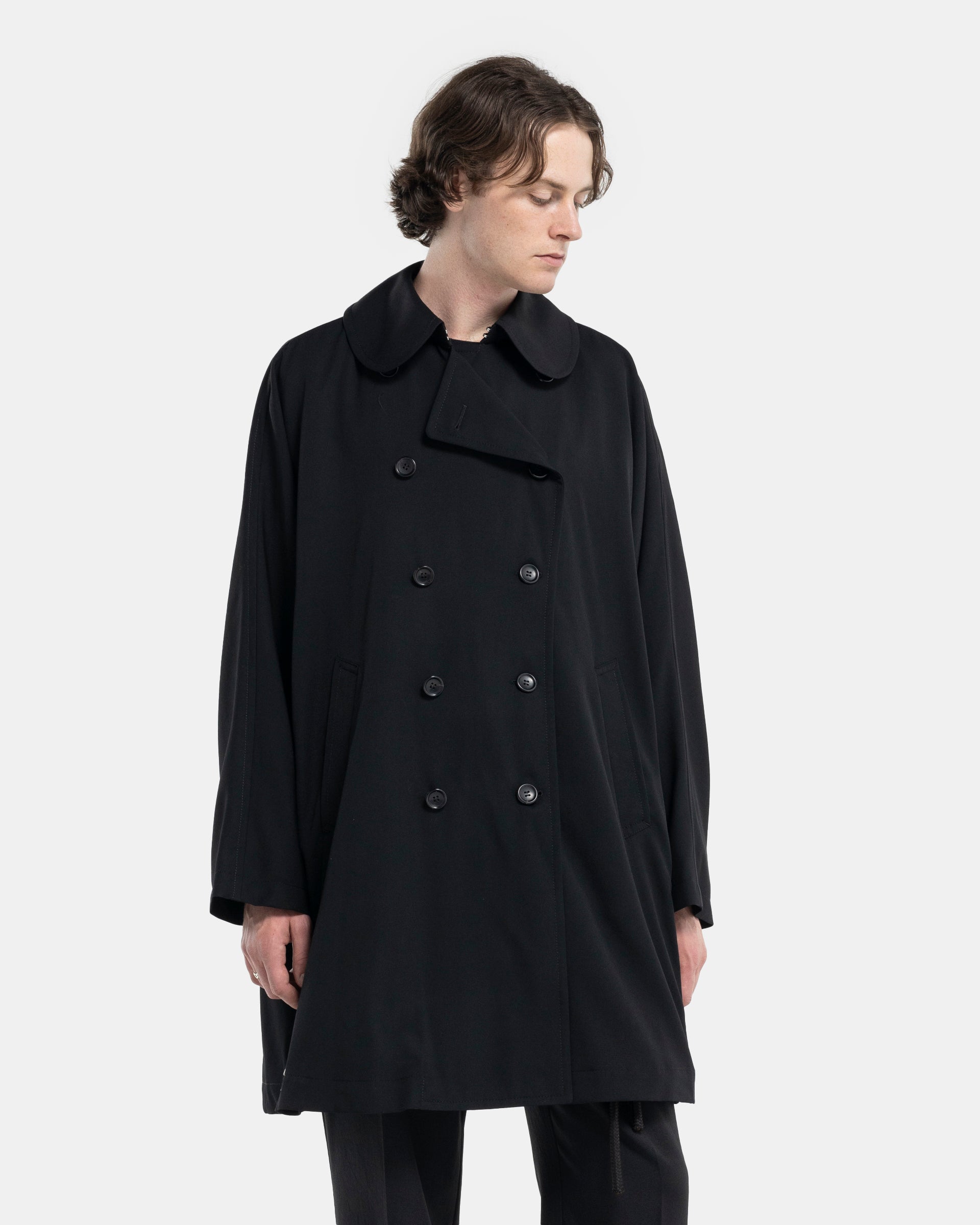 Zipped Wool Coat in Black
