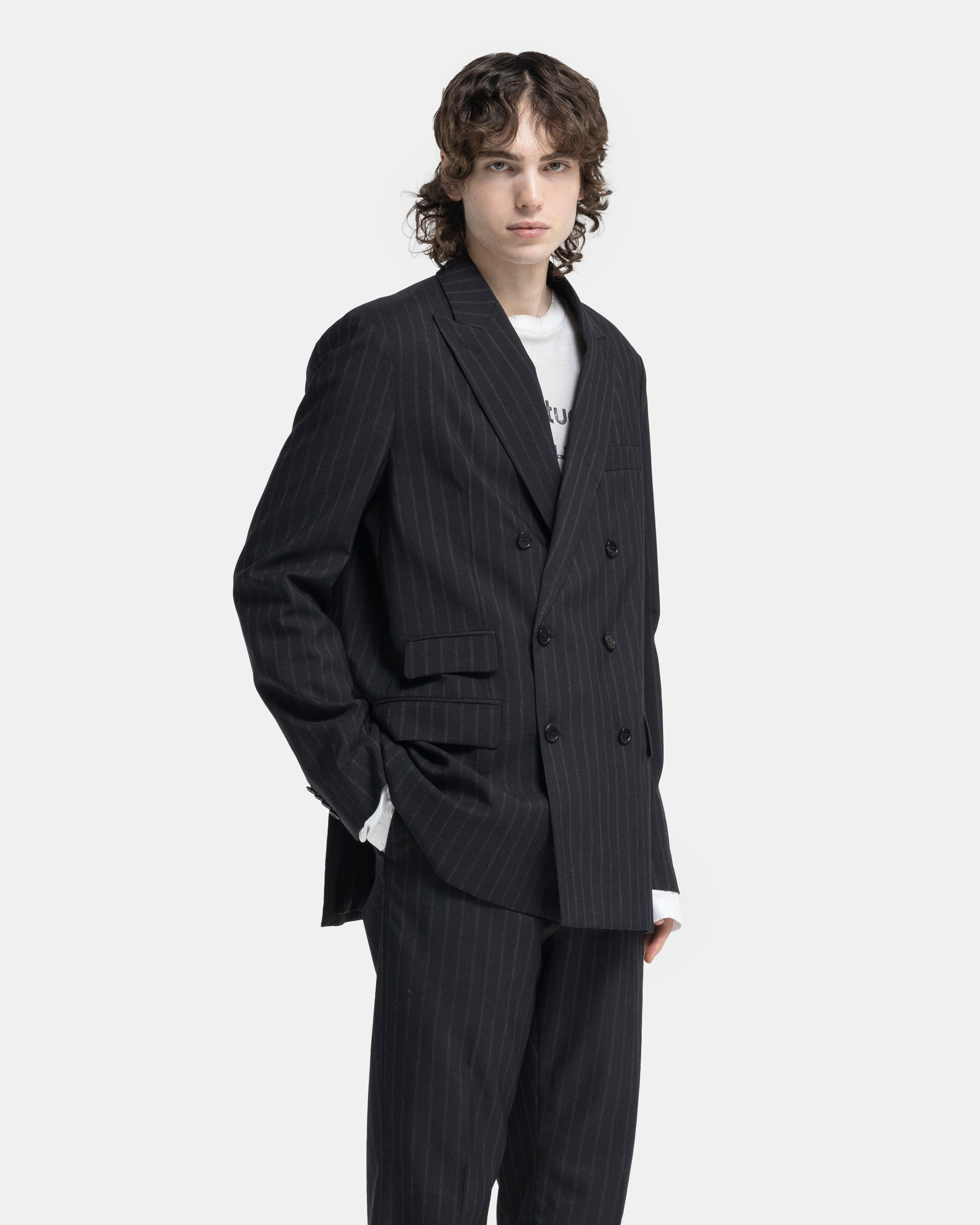 Tailored Suit Jacket in Black & Grey