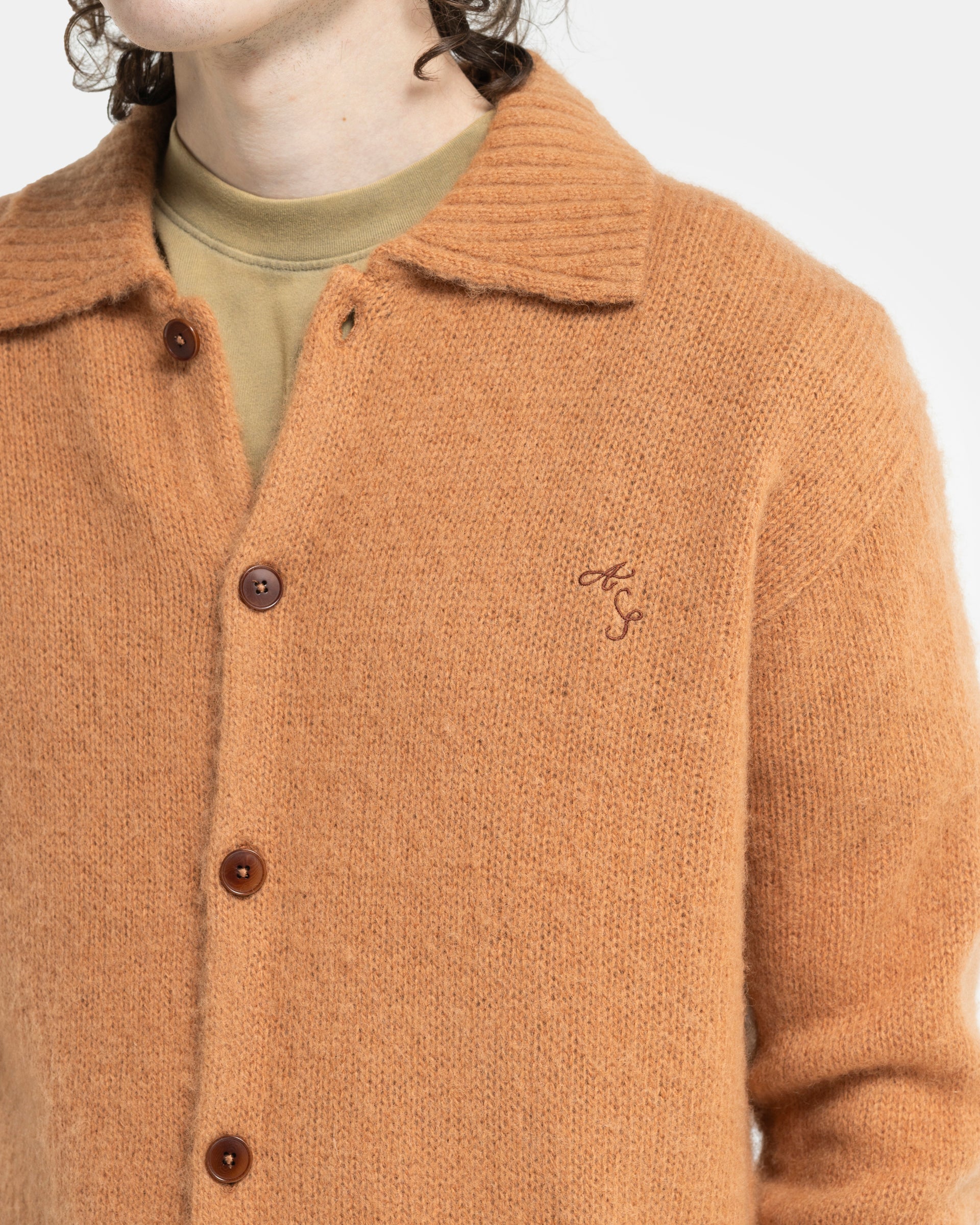 Polo Wool Cardigan in Almond Brown
