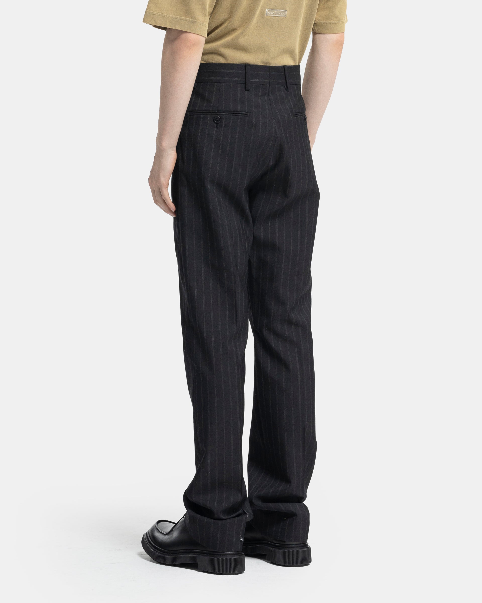 Wool Tailored Trousers in Black & Grey