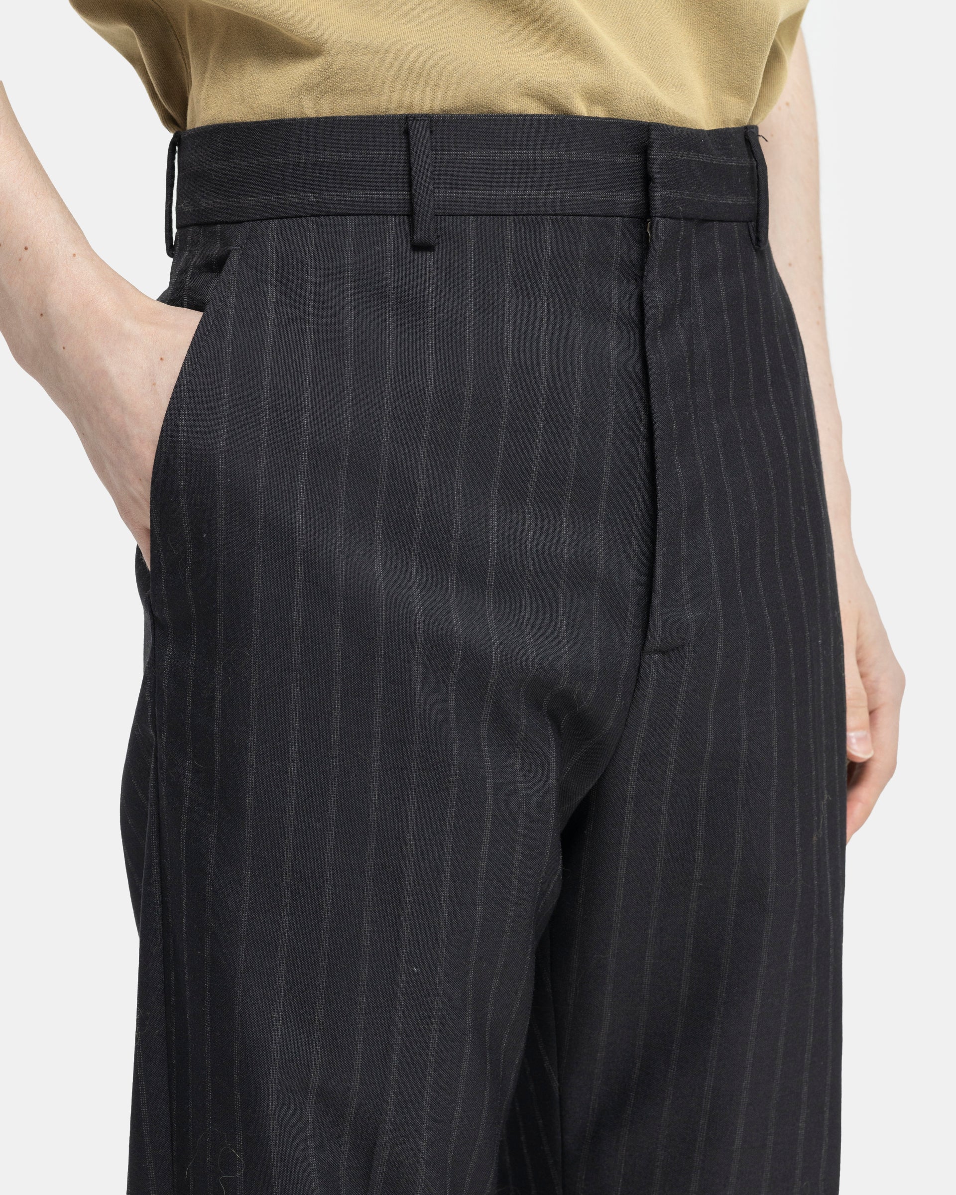 Wool Tailored Trousers in Black & Grey