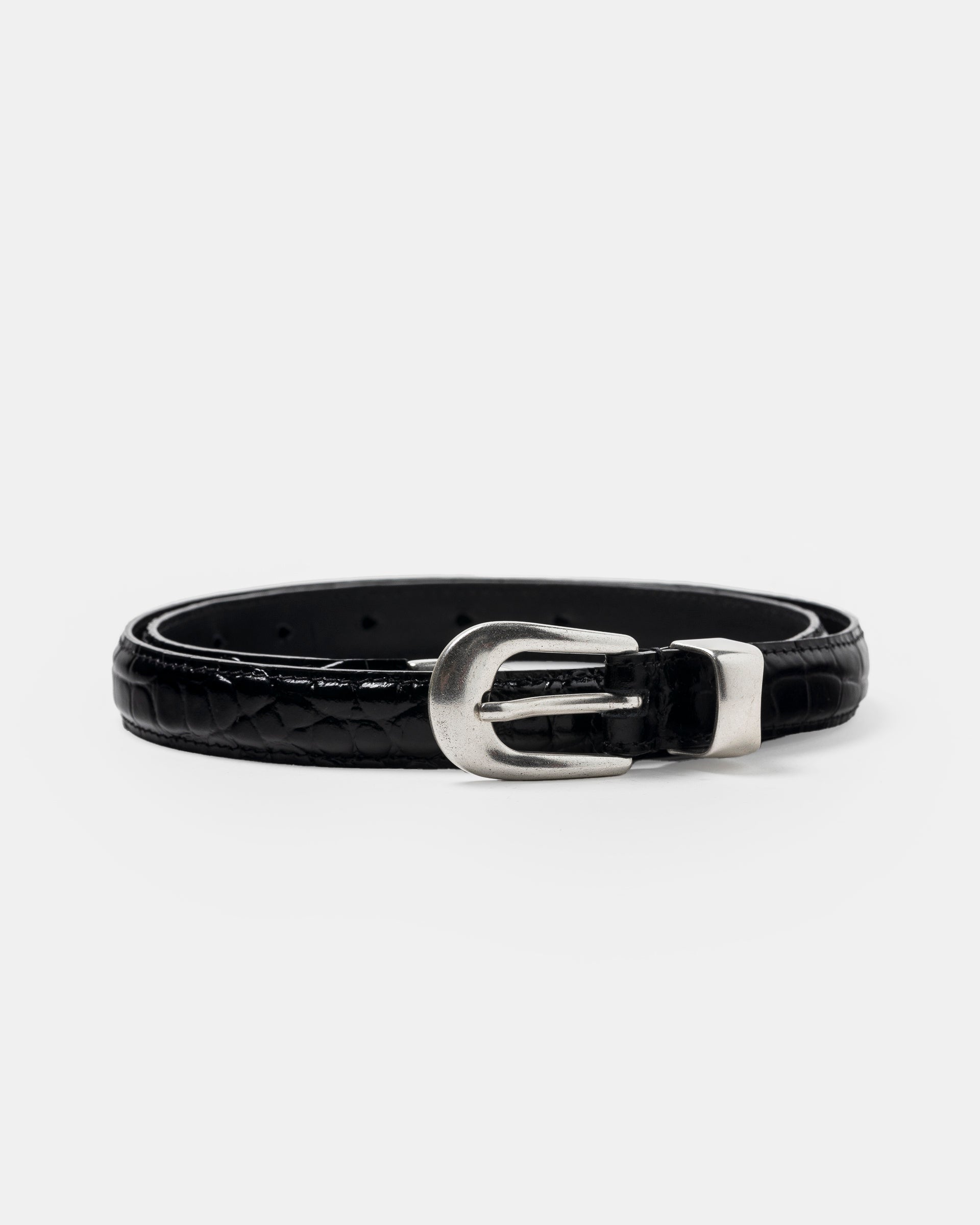 2 CM Belt in Black Croc