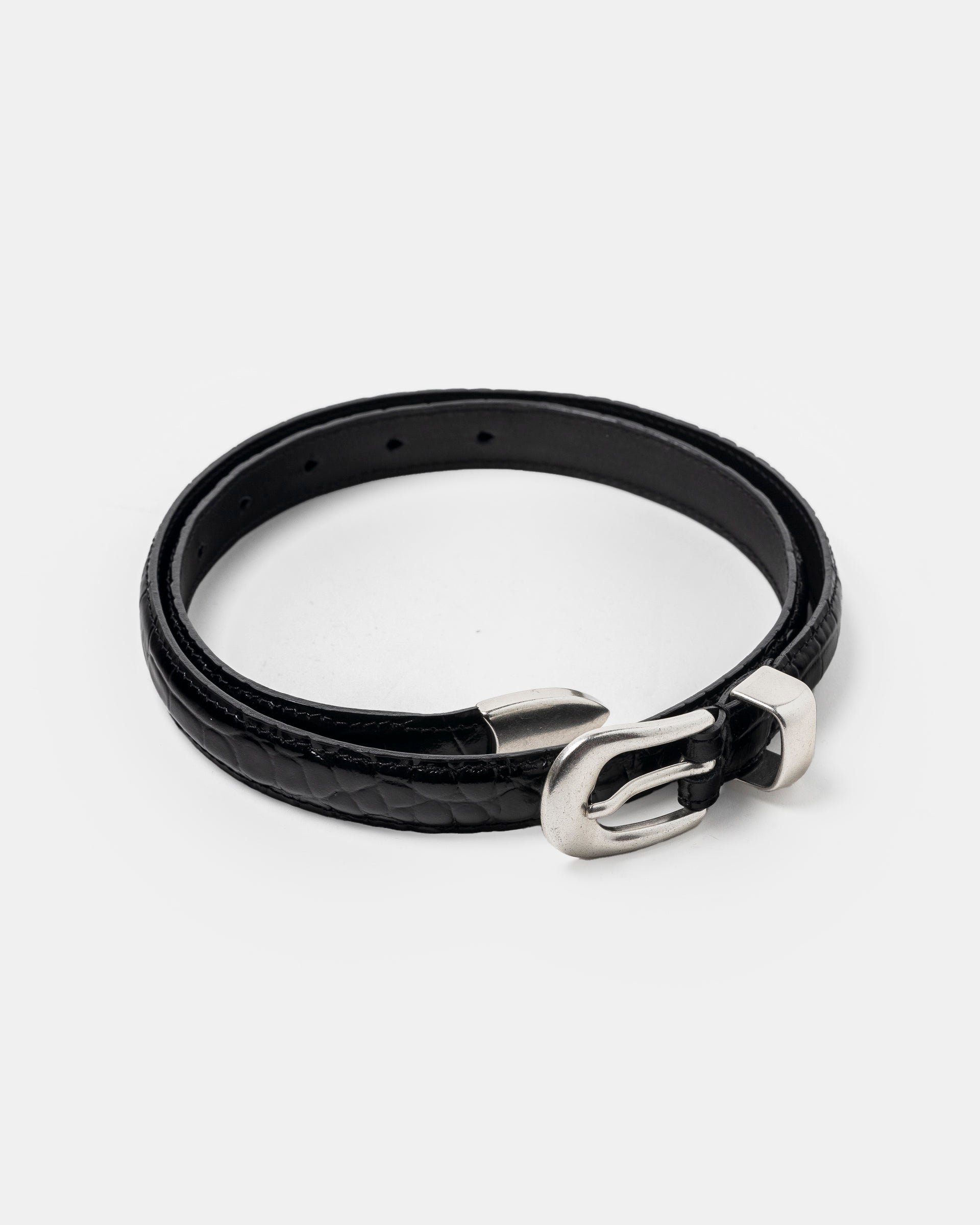 2 CM Belt in Black Croc