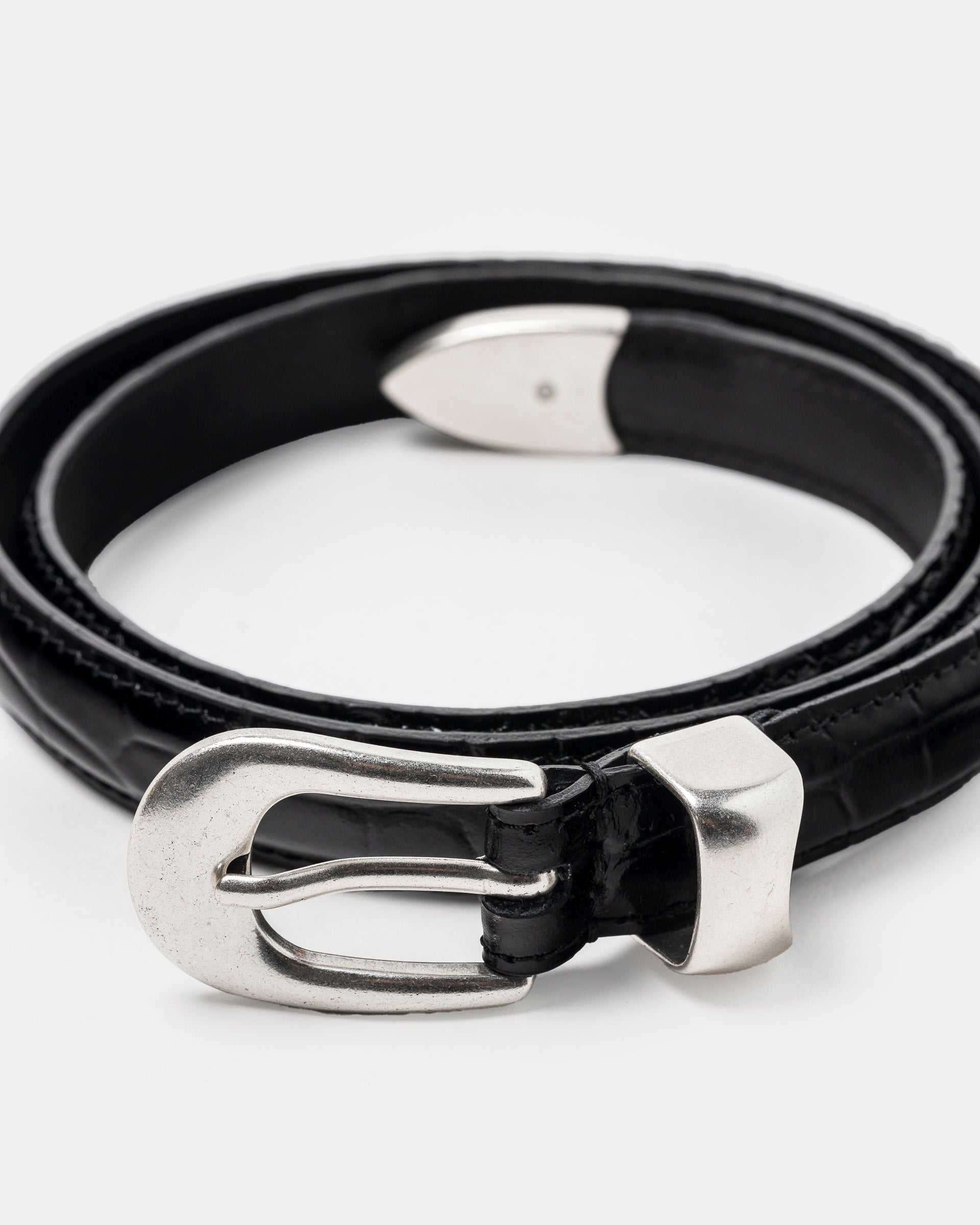 2 CM Belt in Black Croc