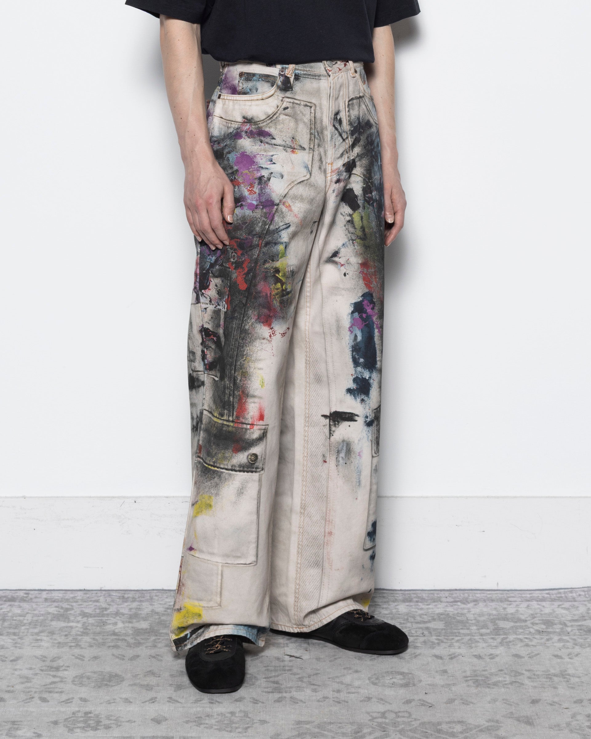 1981M Baggy Fit Jeans in White/Multi