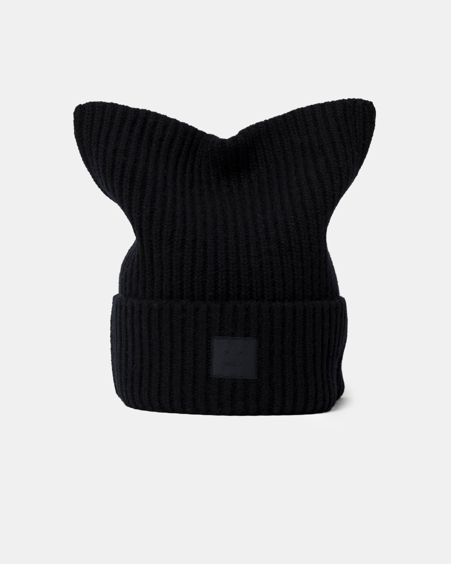 Face Logo Square Beanie in Black