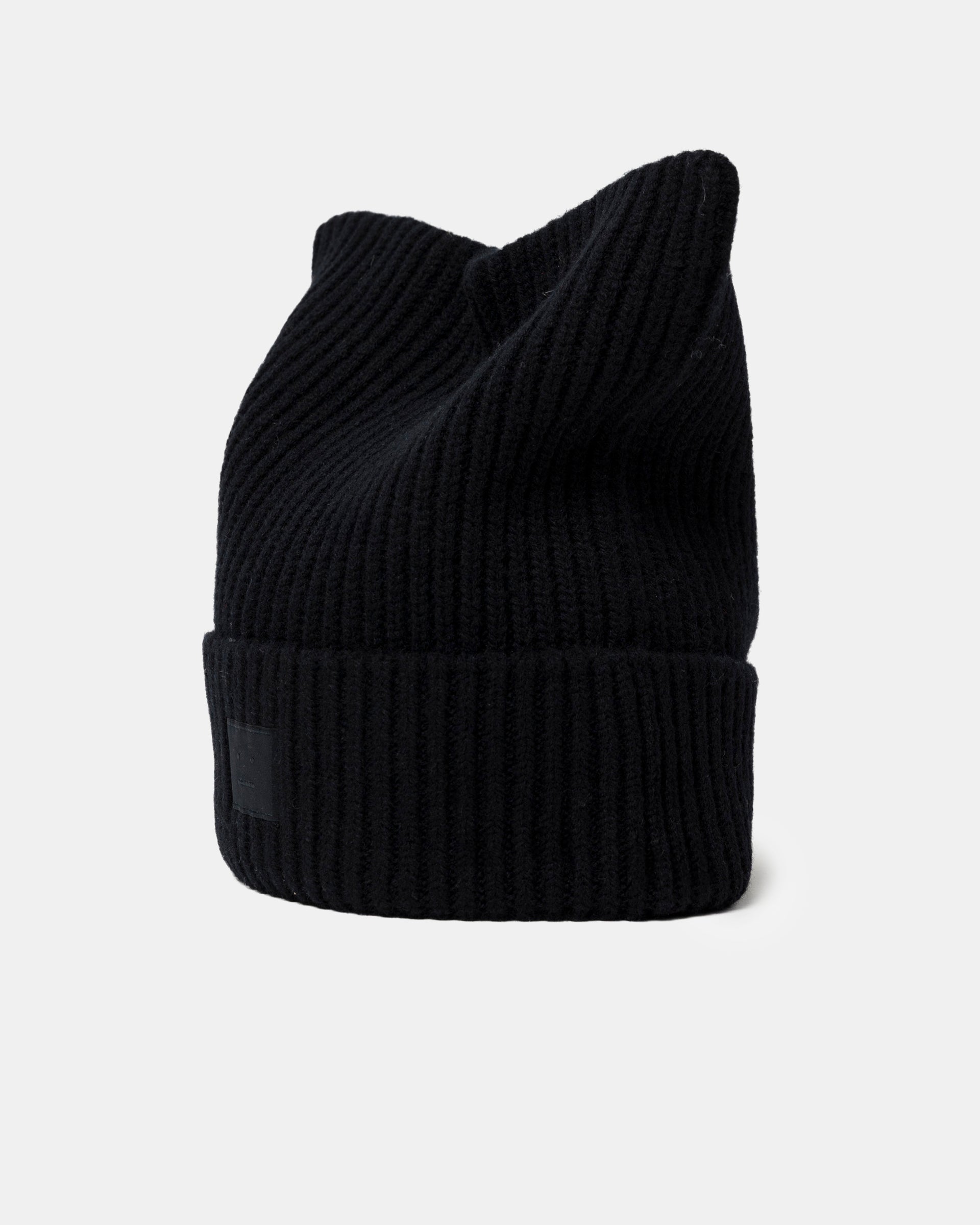 Face Logo Square Beanie in Black