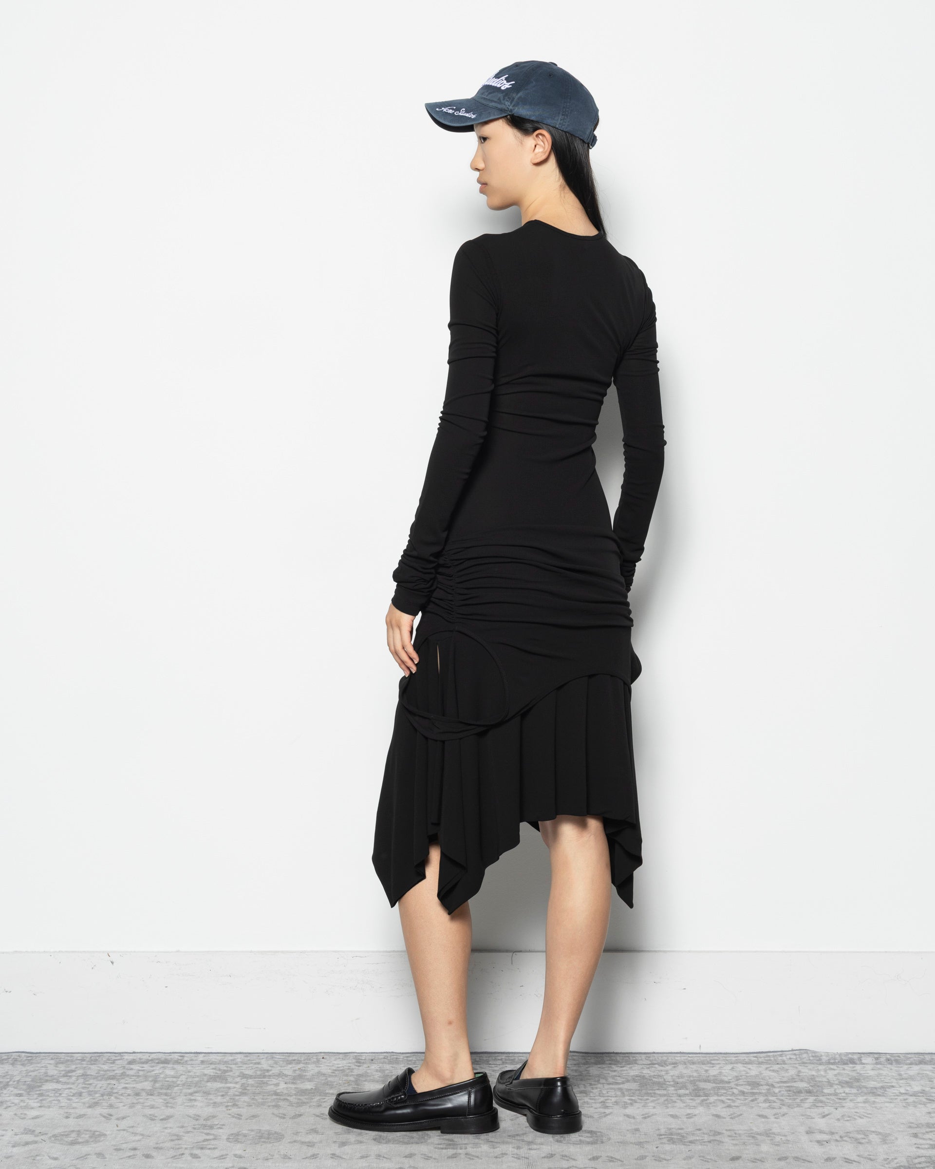 Black Double-Layer Effect Dress in Black