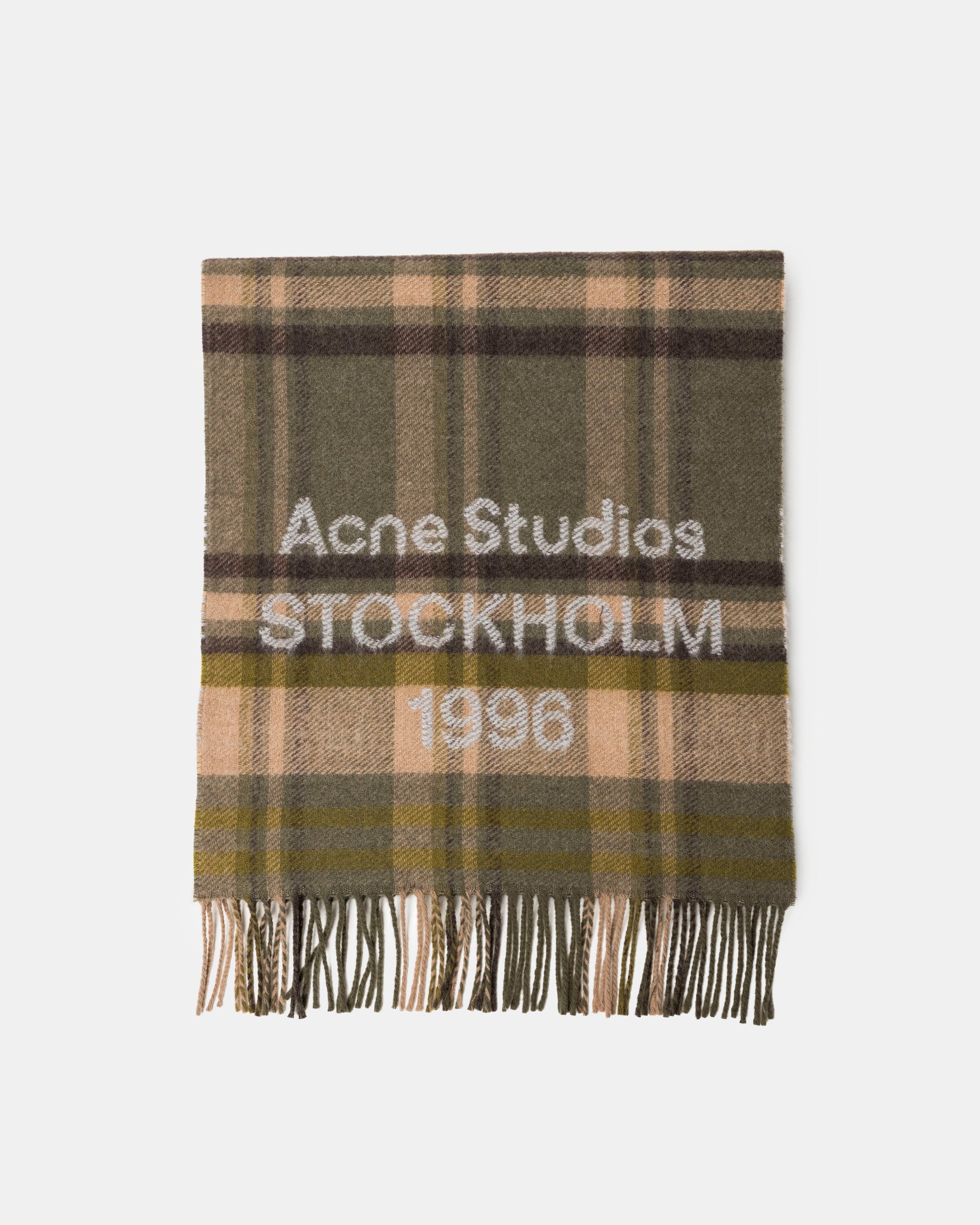 Check Logo Scarf in Olive Green/Grey