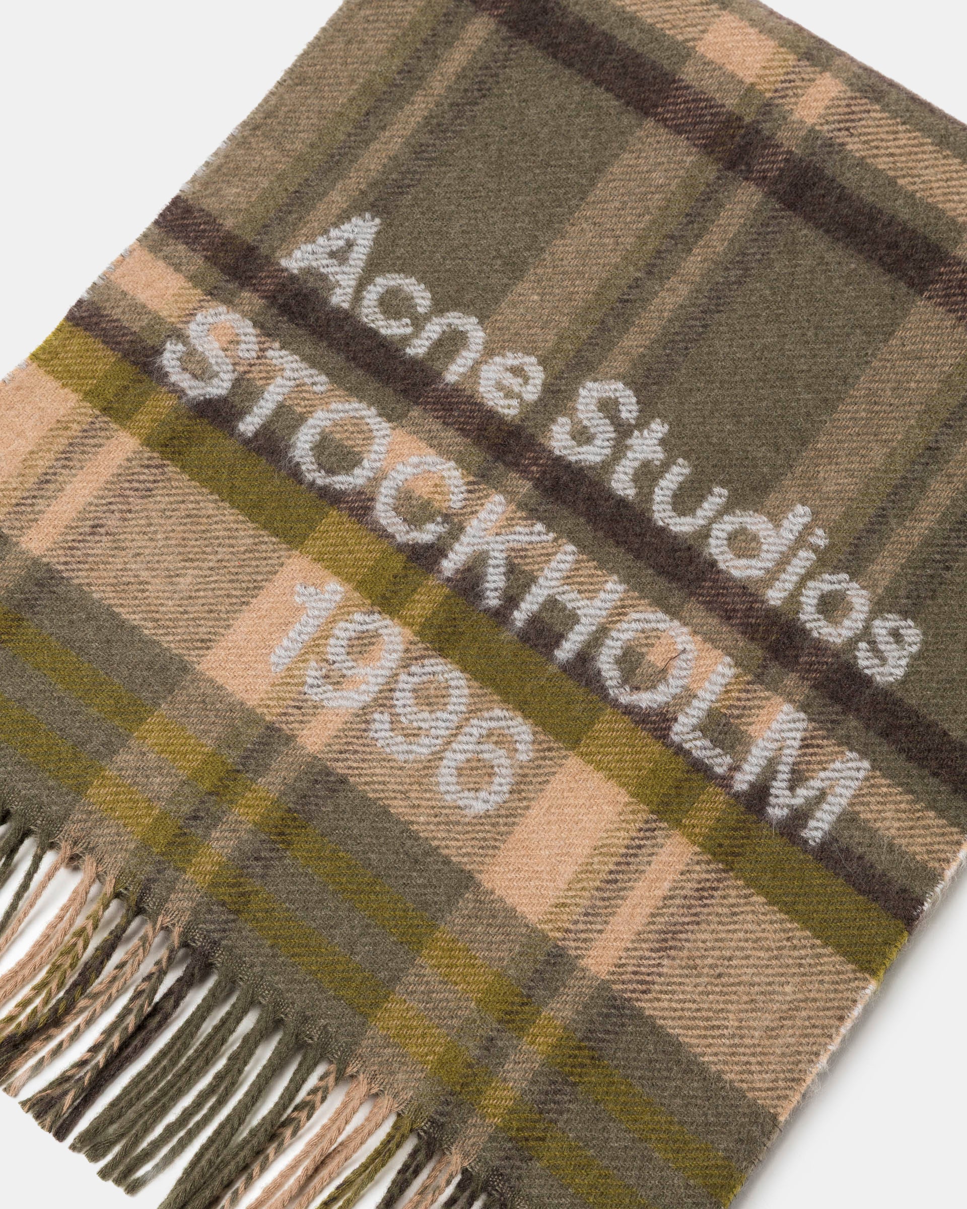 Check Logo Scarf in Olive Green/Grey