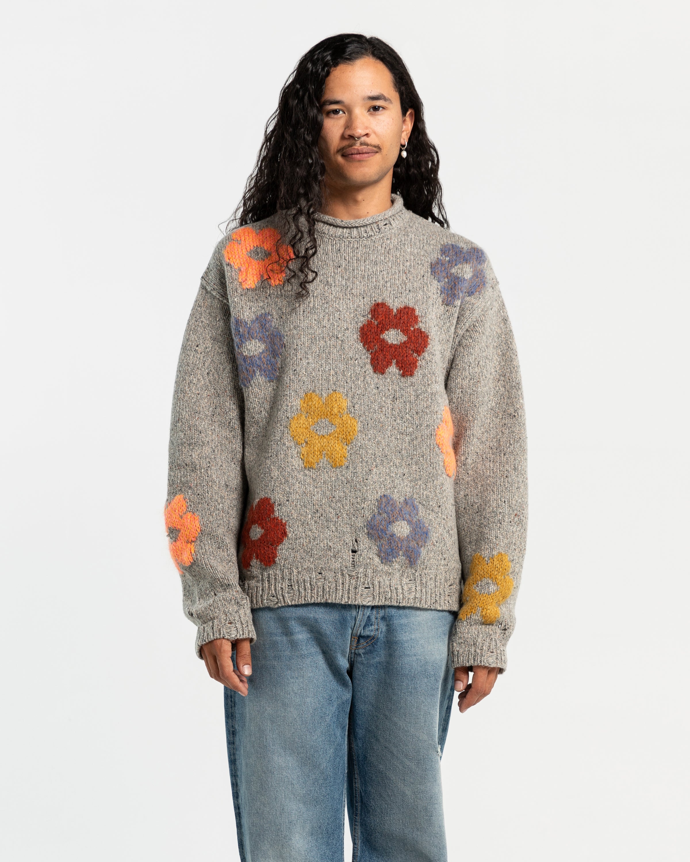 Flower Sweater in Grey Melange