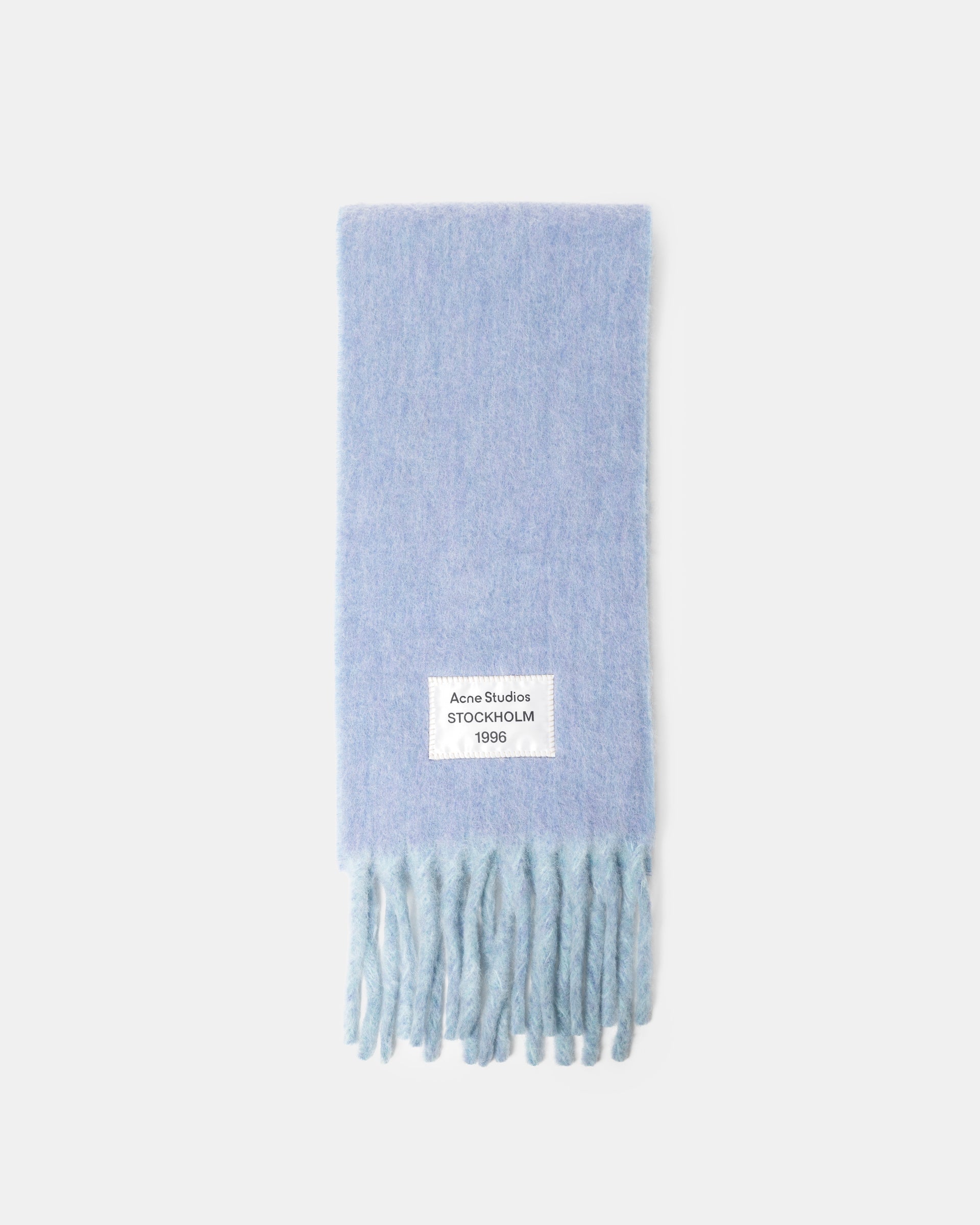 Fringe Wool Scarf in Light Blue