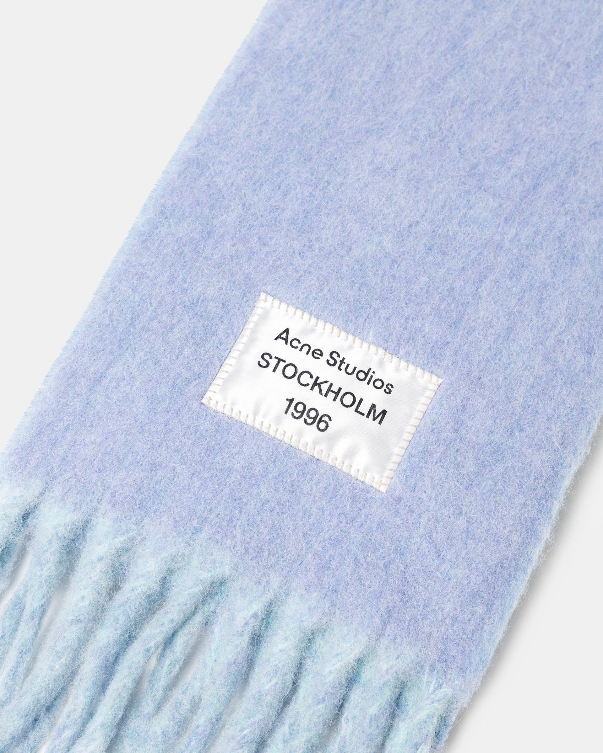 Fringe Wool Scarf in Light Blue