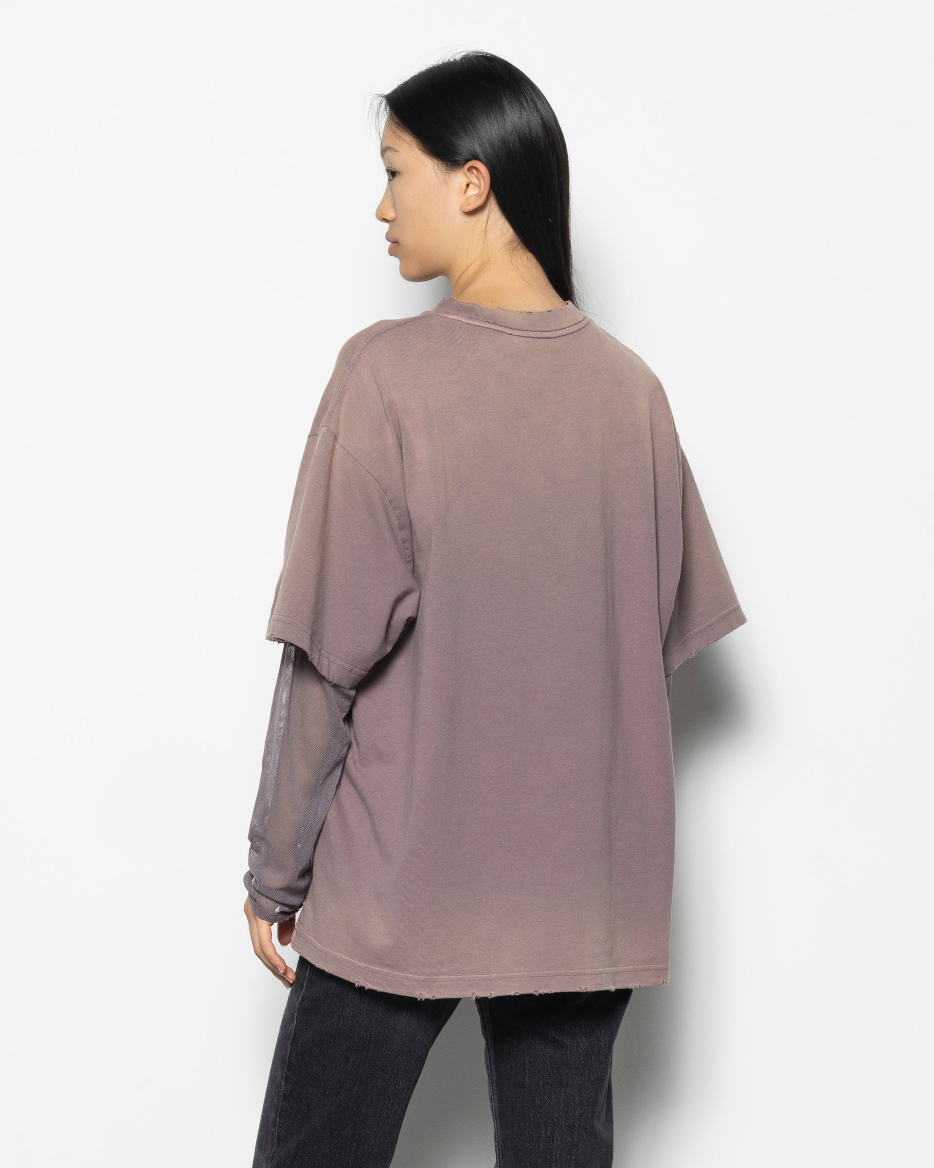 Layered Print T-shirt in Dark Mauve