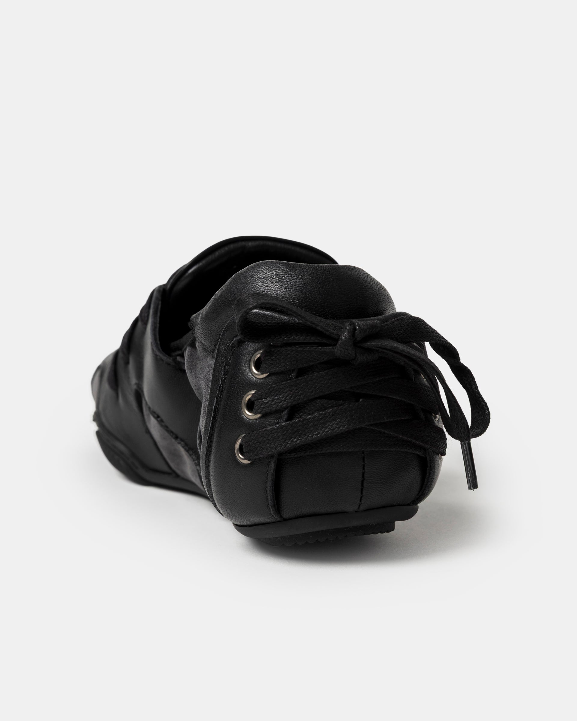 Leather Lace-up Shoes in Off Black