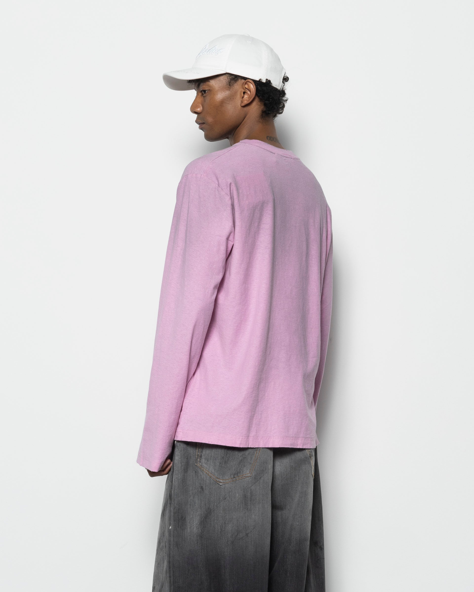 Acne Studios Logo Long Sleeve T-shirt in Cotton Candy Pink