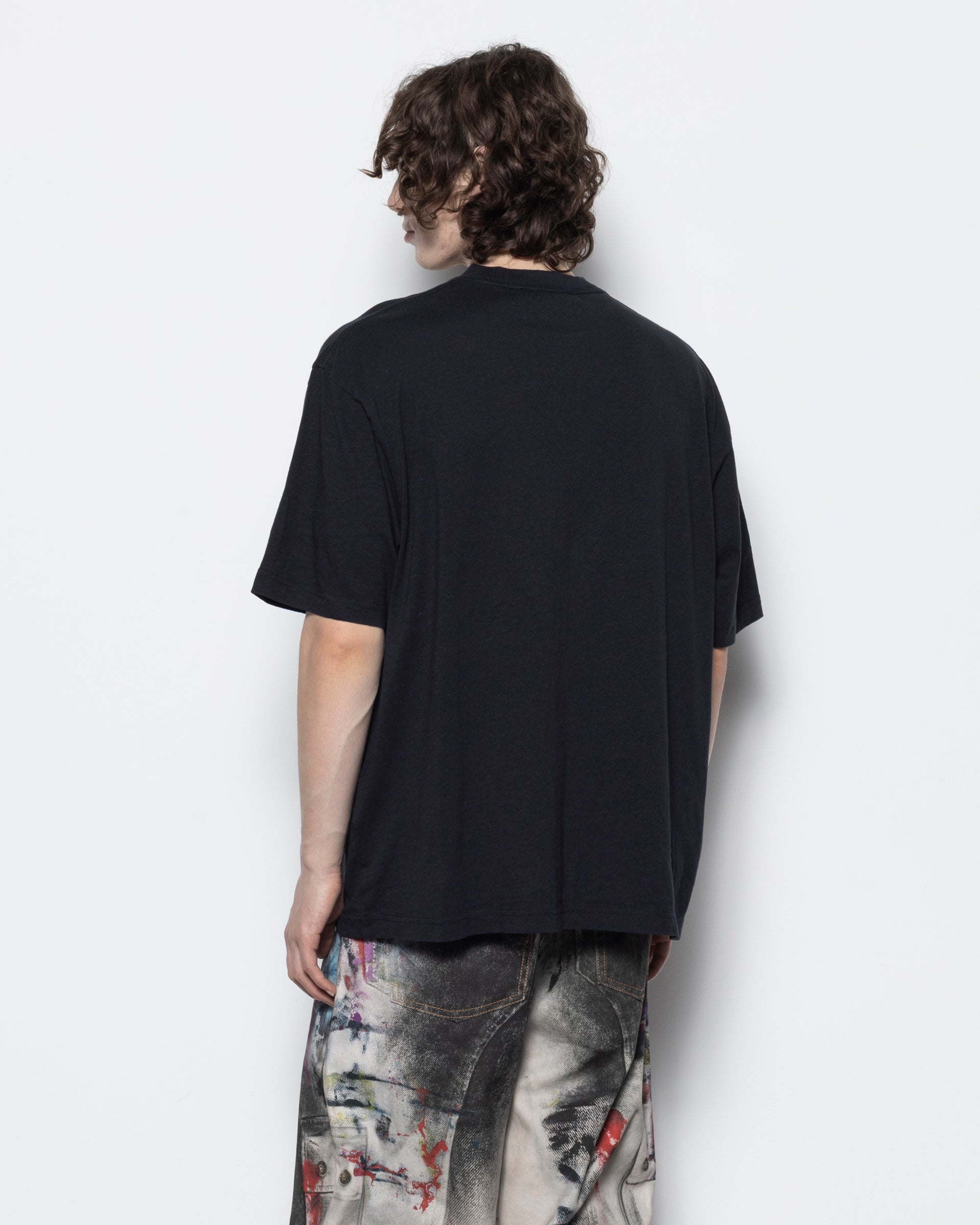 Logo Print T-shirt in Faded Black