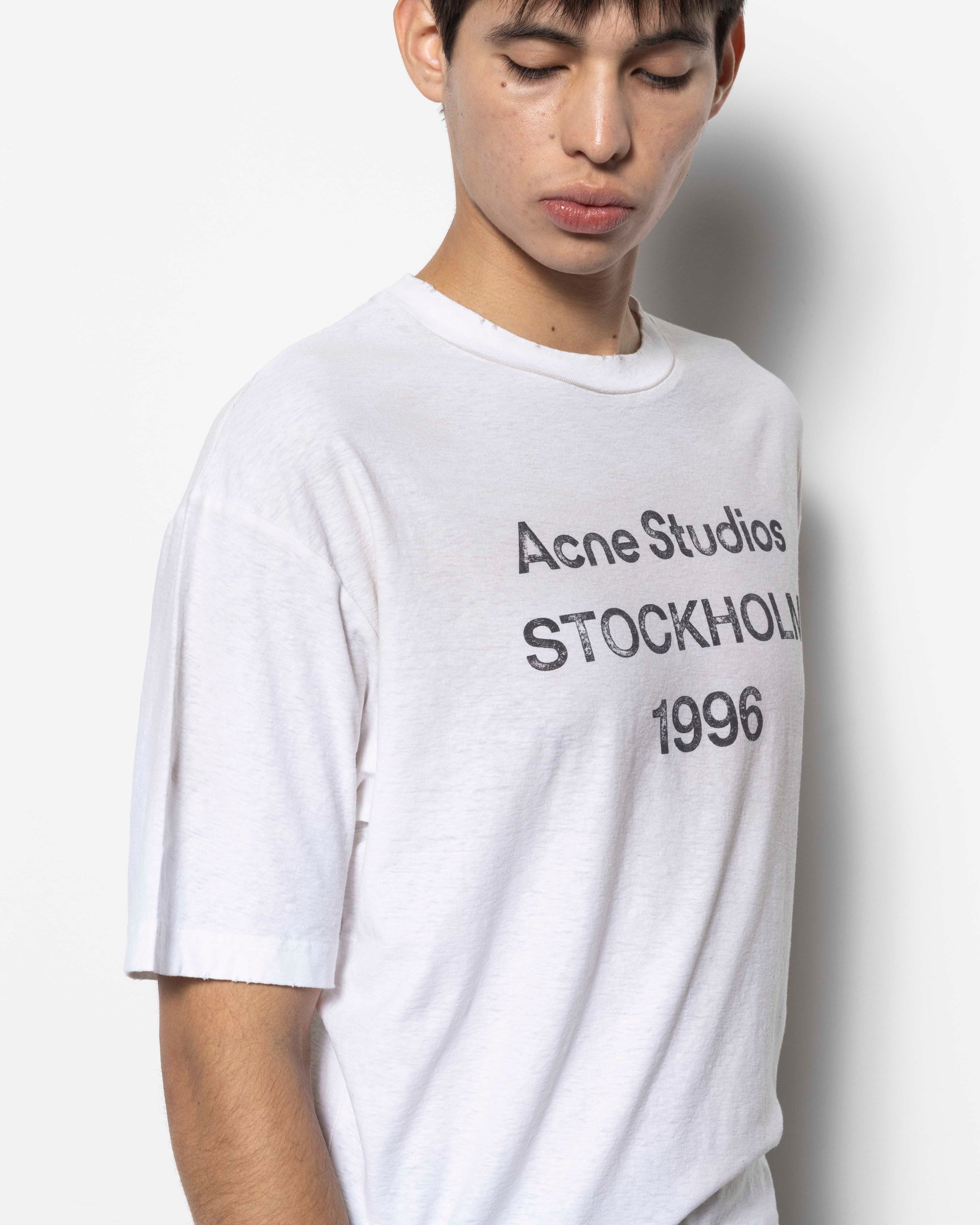 Acne Studios Logo T-Shirt in Dusty White | Roden Gray