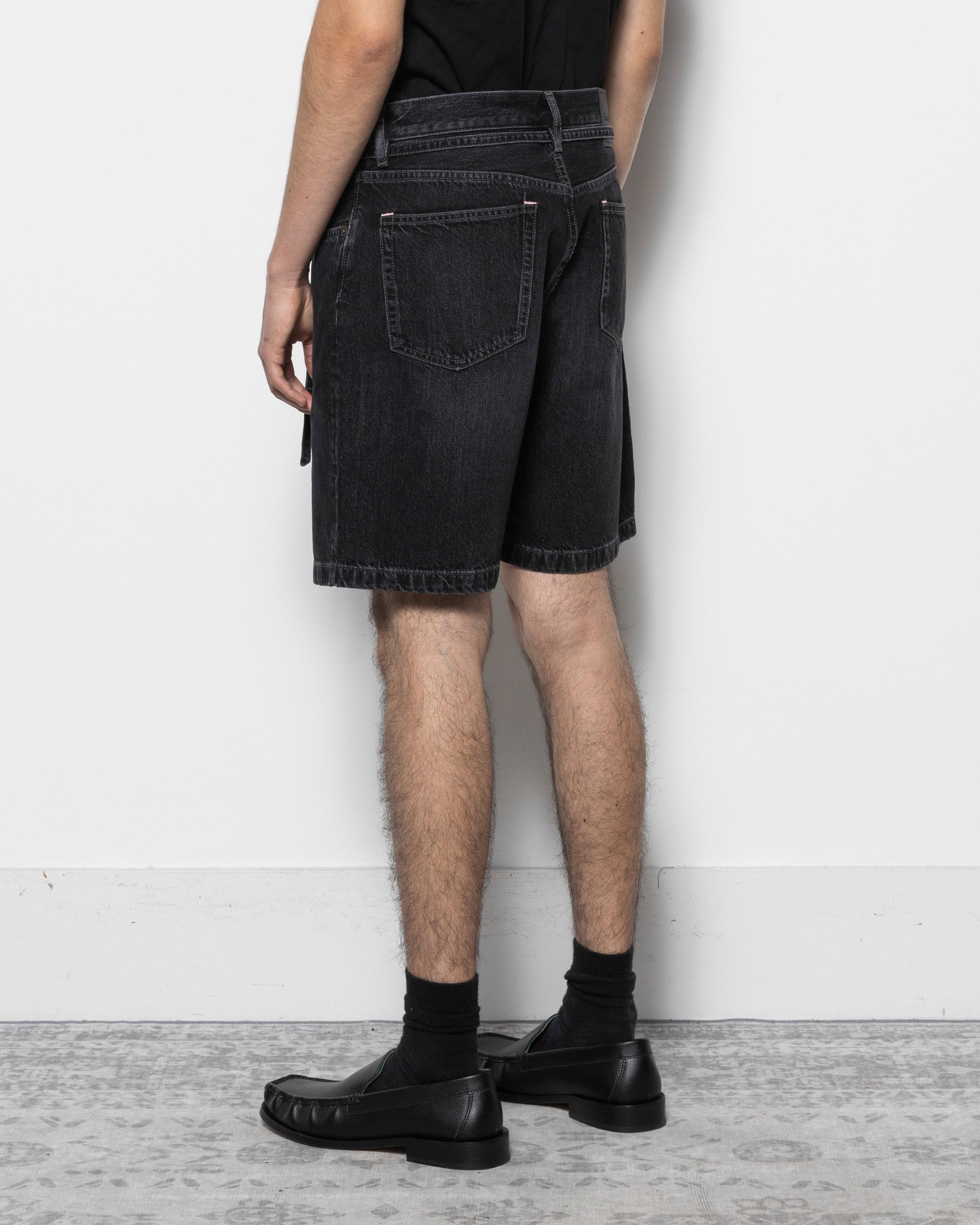 Loose Fit Denim Shorts in Black