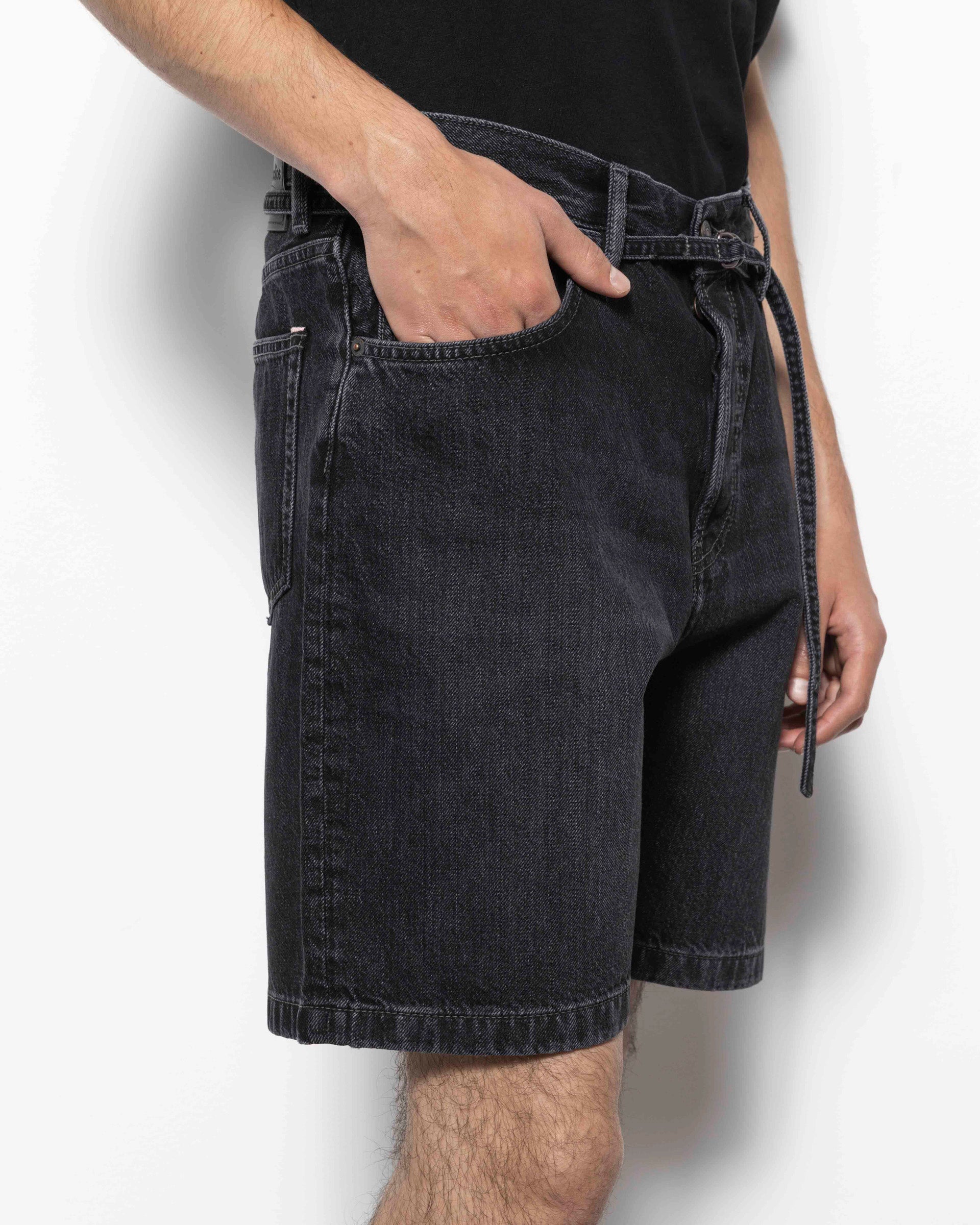 Loose Fit Denim Shorts in Black