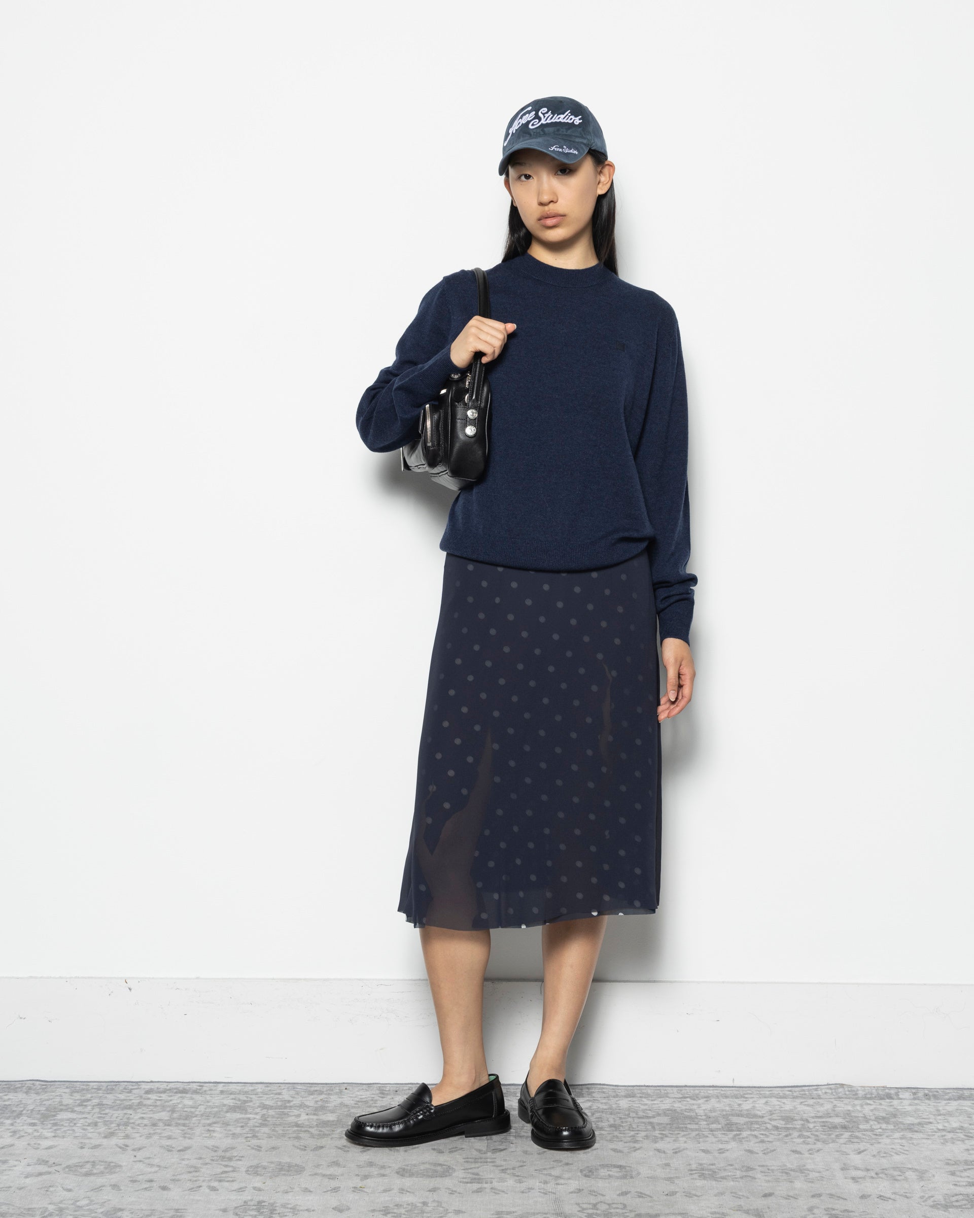 Mesh Layer Skirt in Navy/White