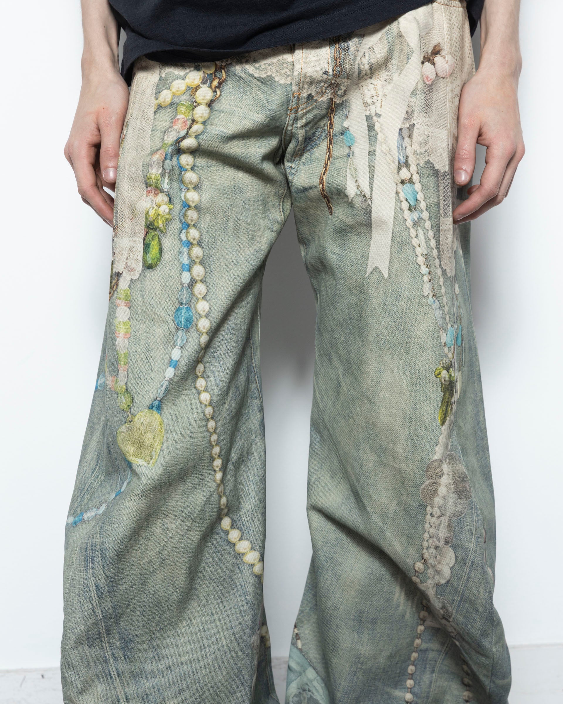 2006M Relaxed Fit Pants in White/Green