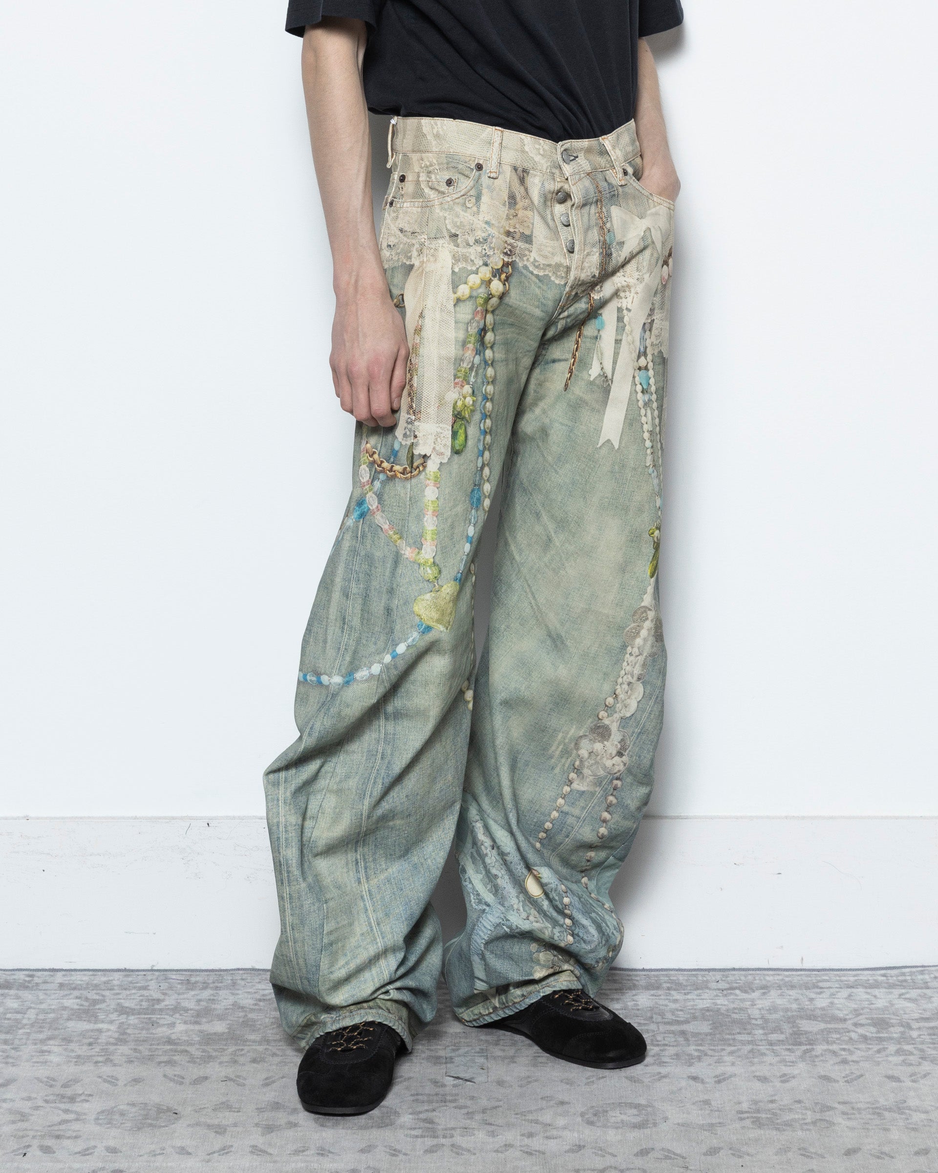 2006M Relaxed Fit Pants in White/Green