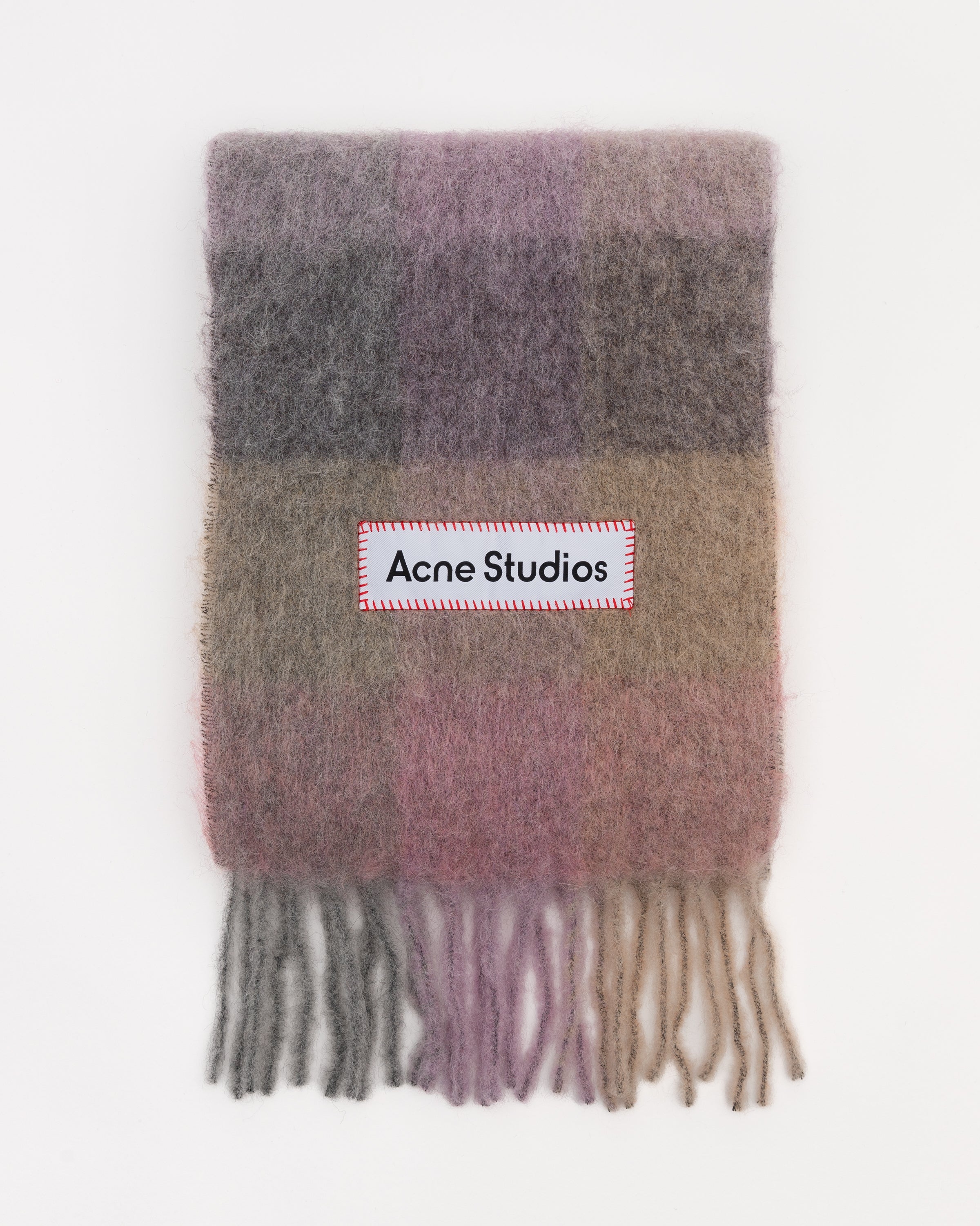 Mohair Checked Scarf in Fuchsia, Lilac & Pink