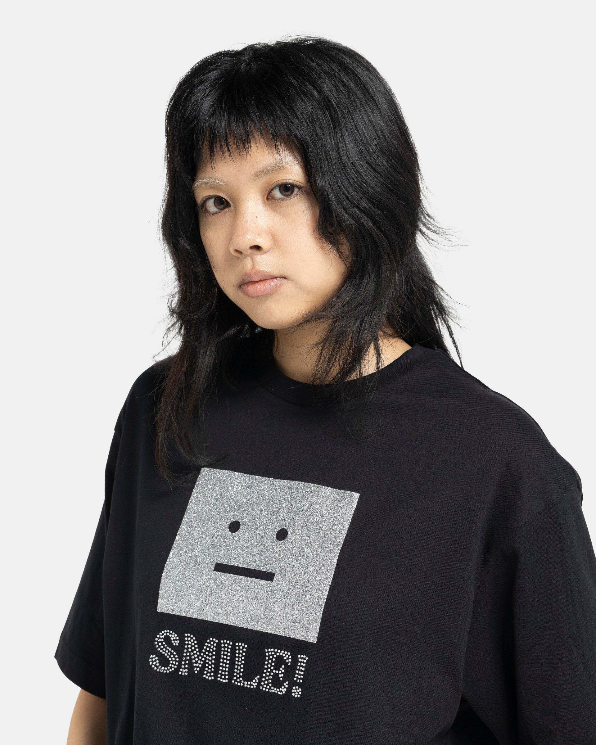 Acne Studios Smile Face Logo T-Shirt in Black