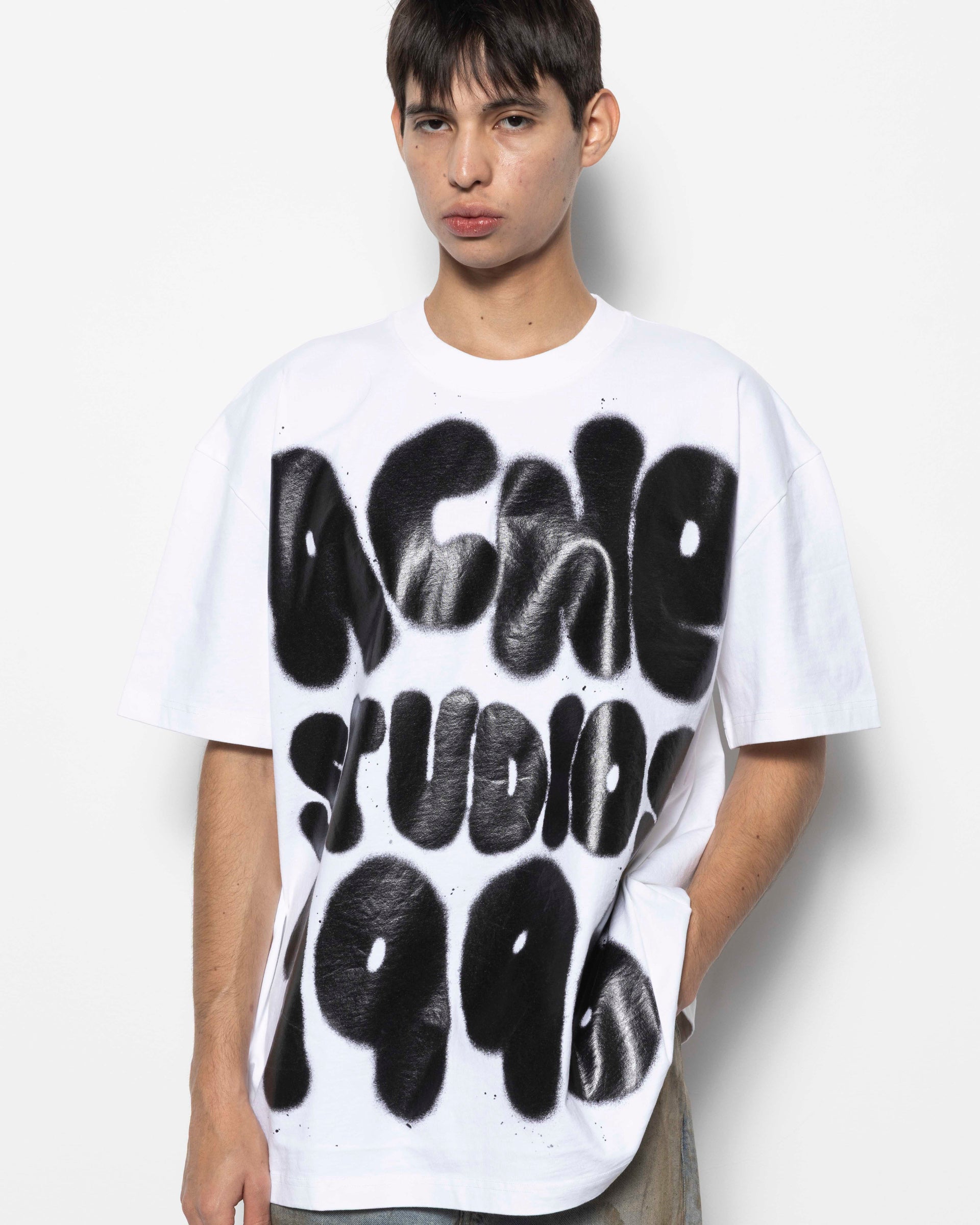 Acne Studios T-Shirt Logo in Optic White| RODEN GRAY