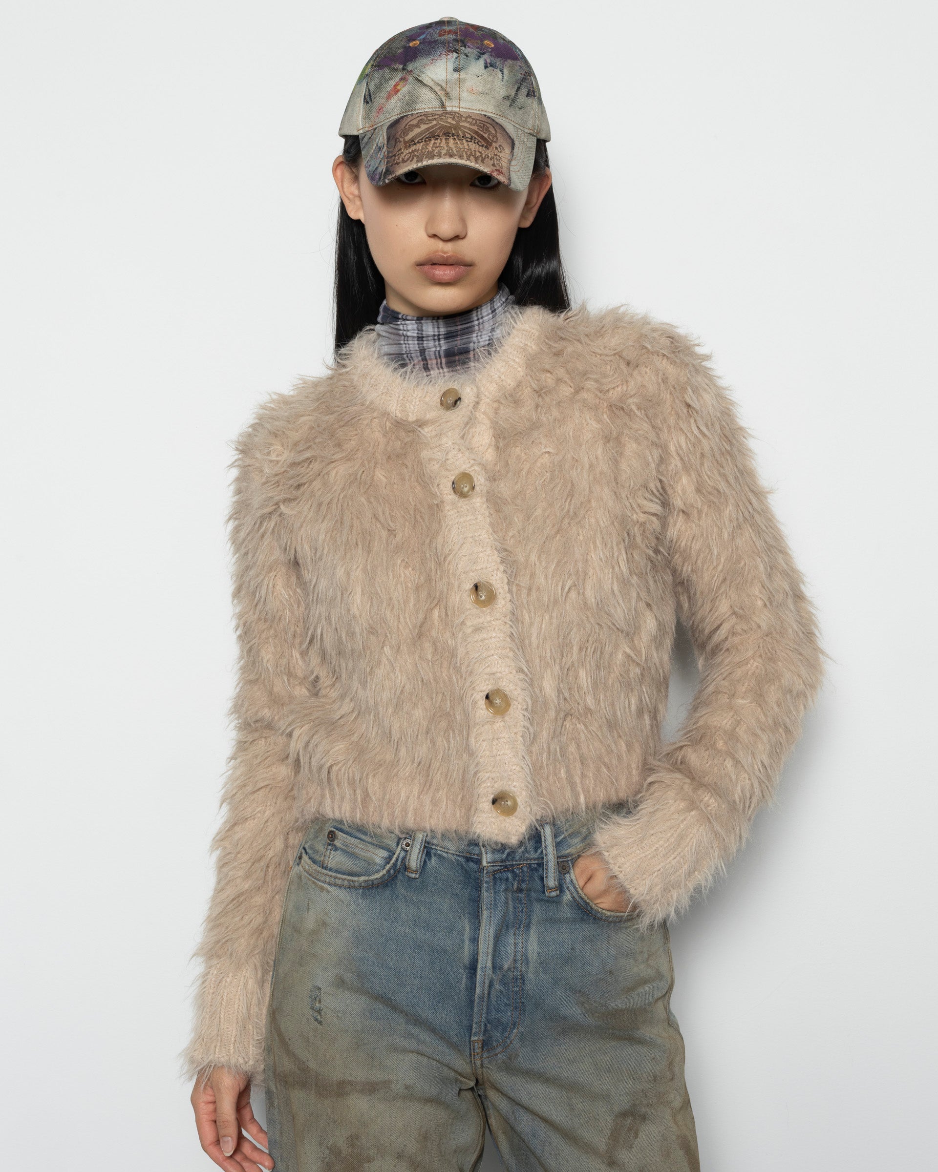Textured Cardigan in Beige