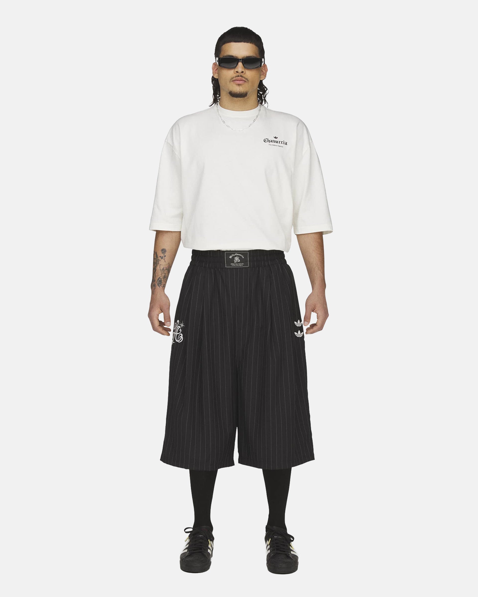Willy Chavarria Pinstripe Shorts in Black