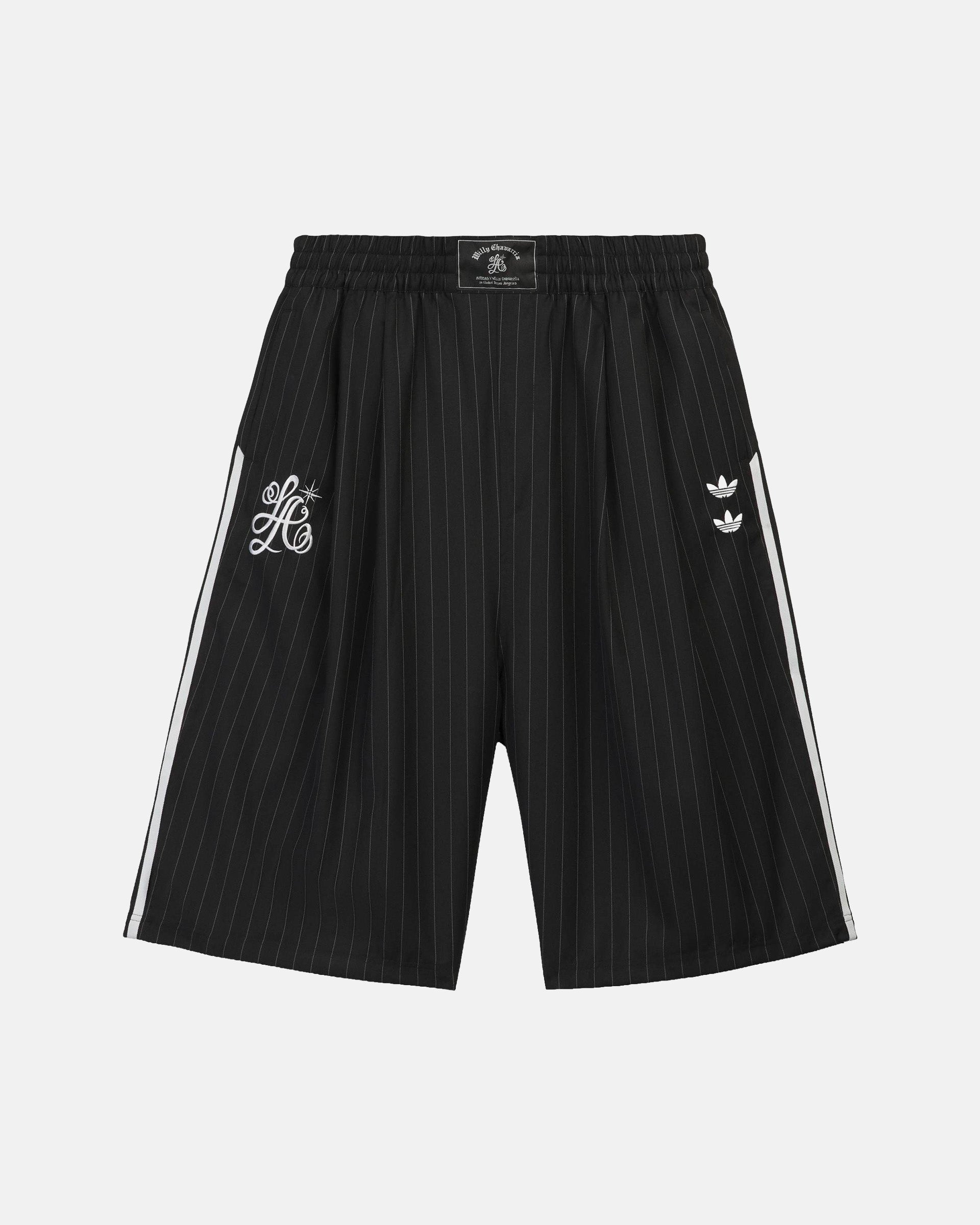 Adidas Willy Chavarria Pinstripe Shorts in Black | RODEN GRAY