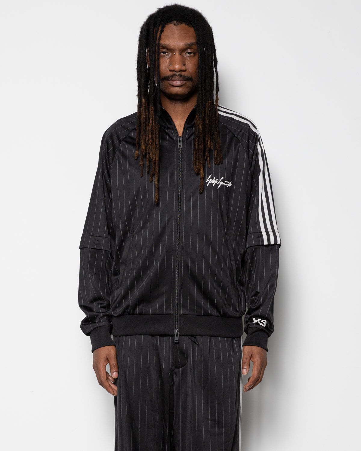 Y-3 Pinstripe BBall Track Jacket in Black