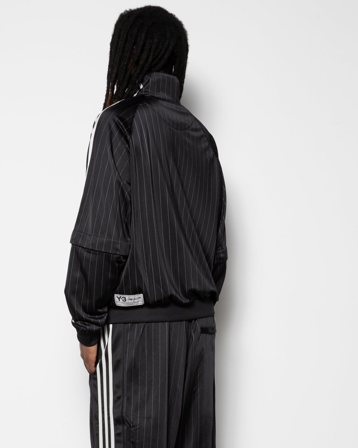 Y-3 Pinstripe BBall Track Jacket in Black