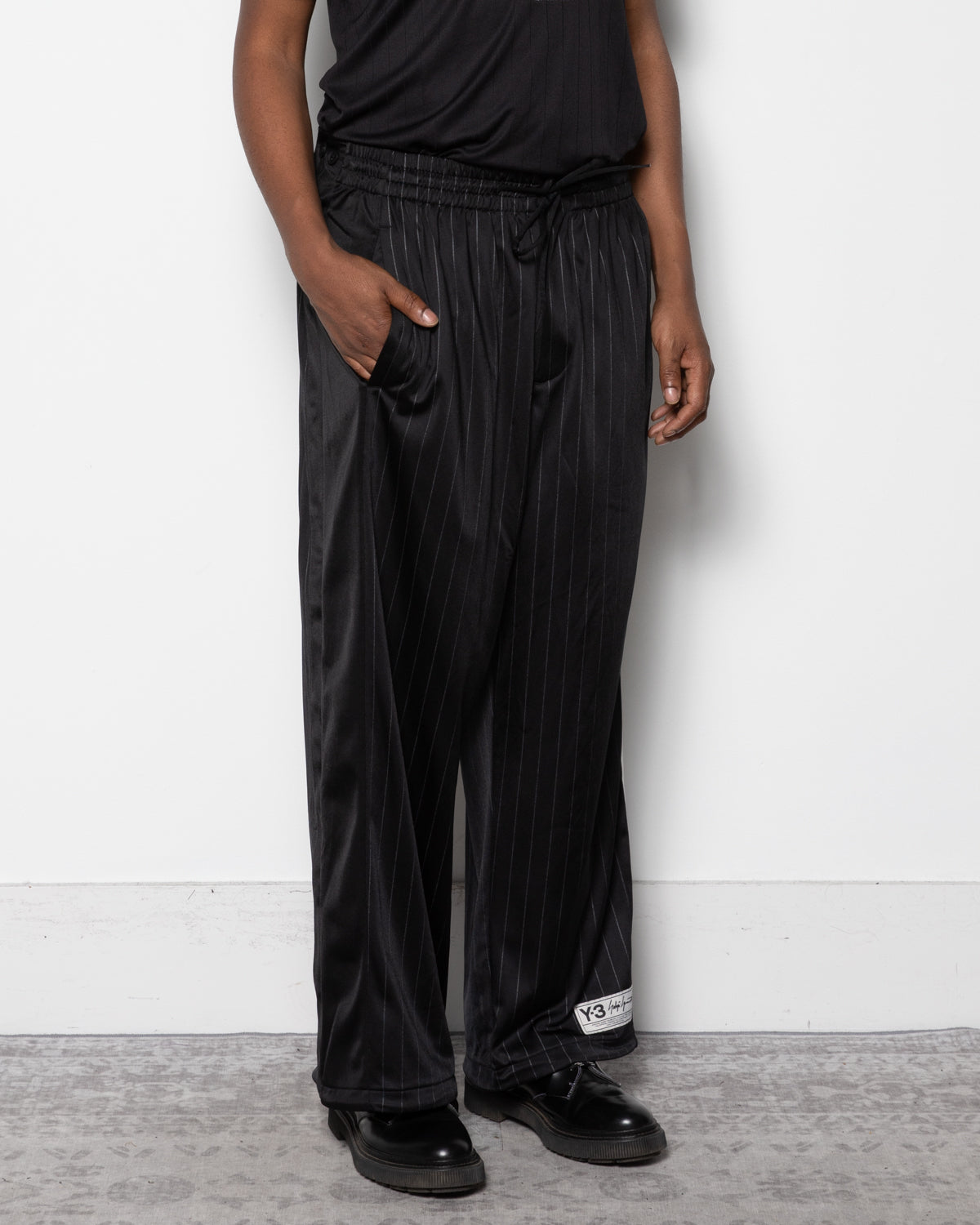 Y-3 Pinstripe BBall Track Pants in Black
