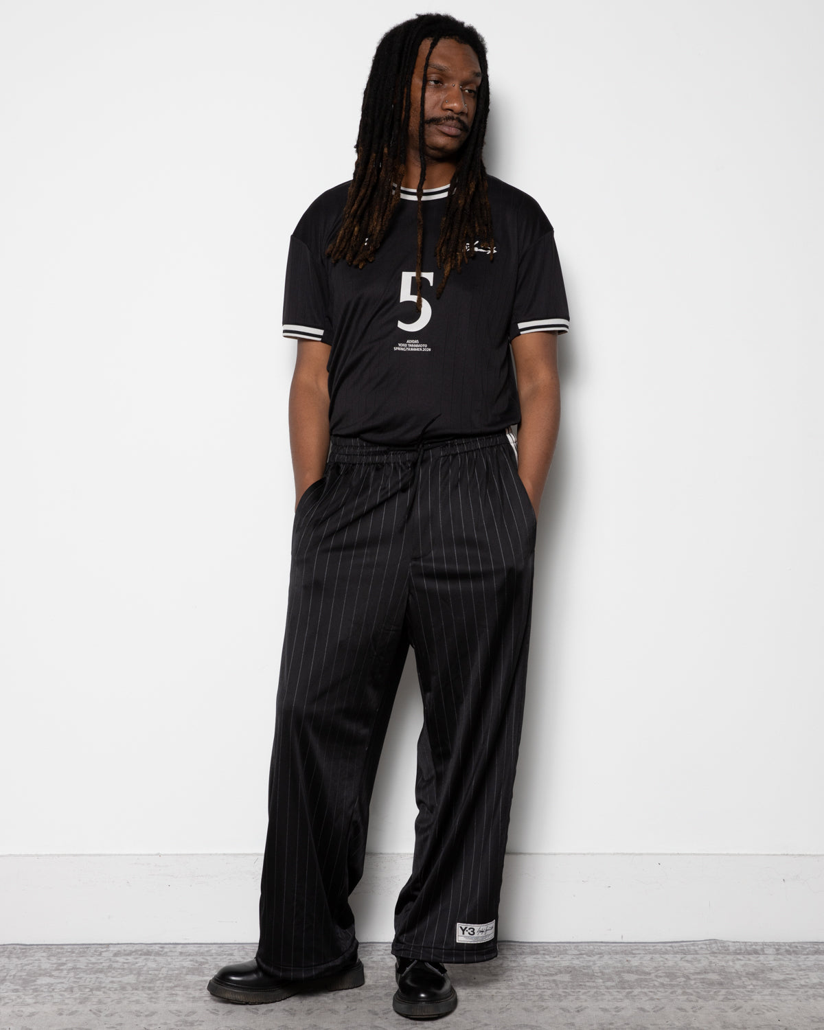 Y-3 Pinstripe BBall Track Pants in Black