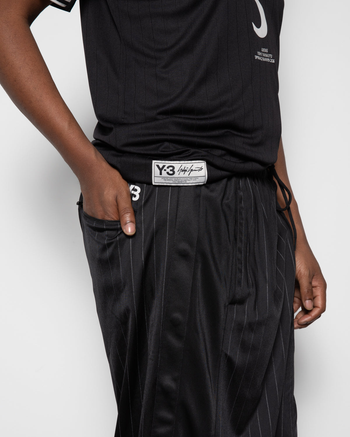 Y-3 Pinstripe BBall Track Pants in Black